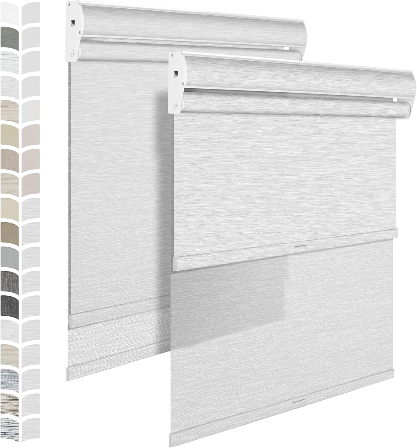 BERISSA Dual Roller Shades, Blackout & Filtering with Cassette Valance, Custom Sizes for Home Office. Maze White