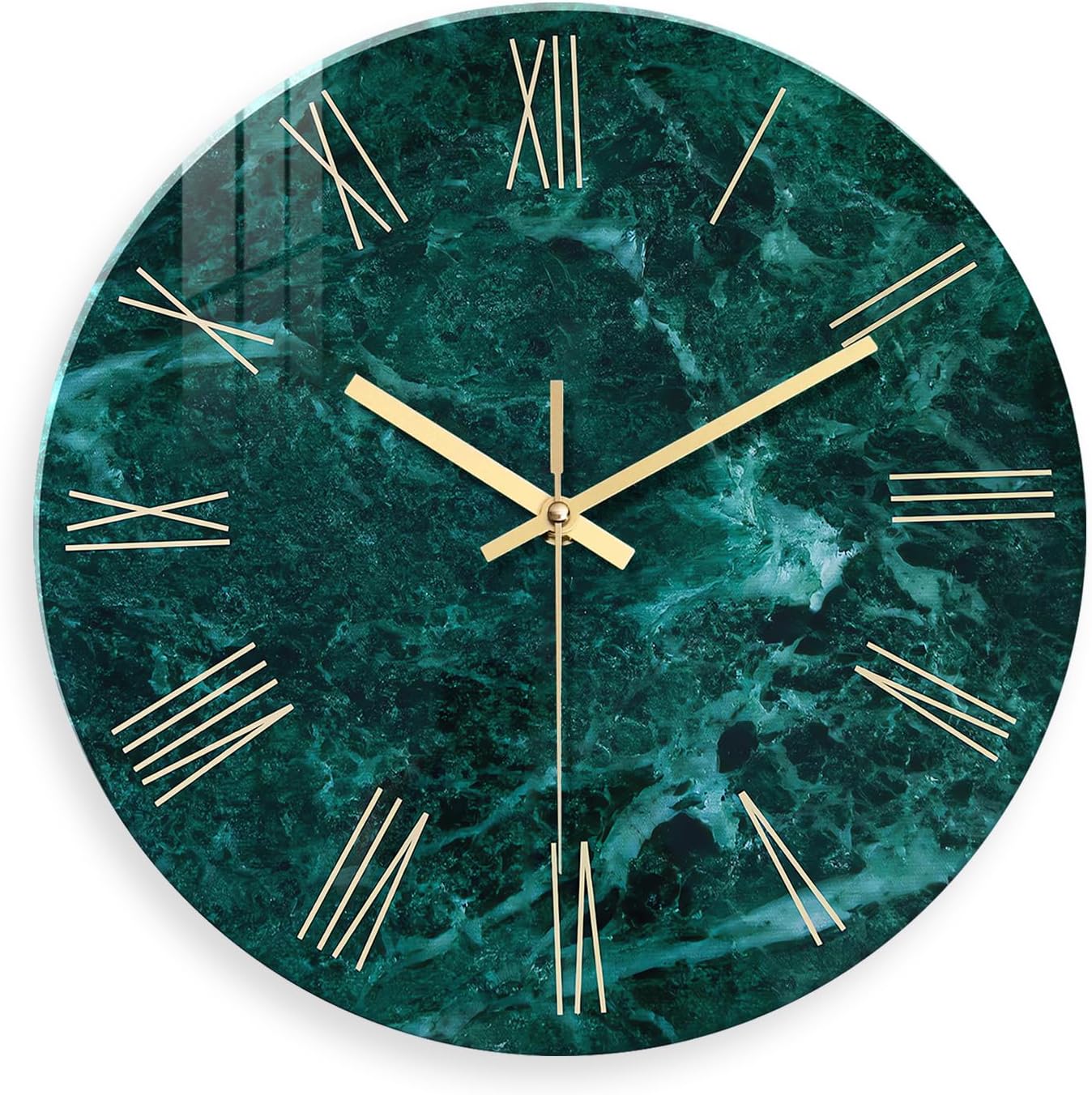 Teal Glass Wall Clock Battery Operated 16 Inch Modern Clock for Living Room Decor Large Wall Clock Silent