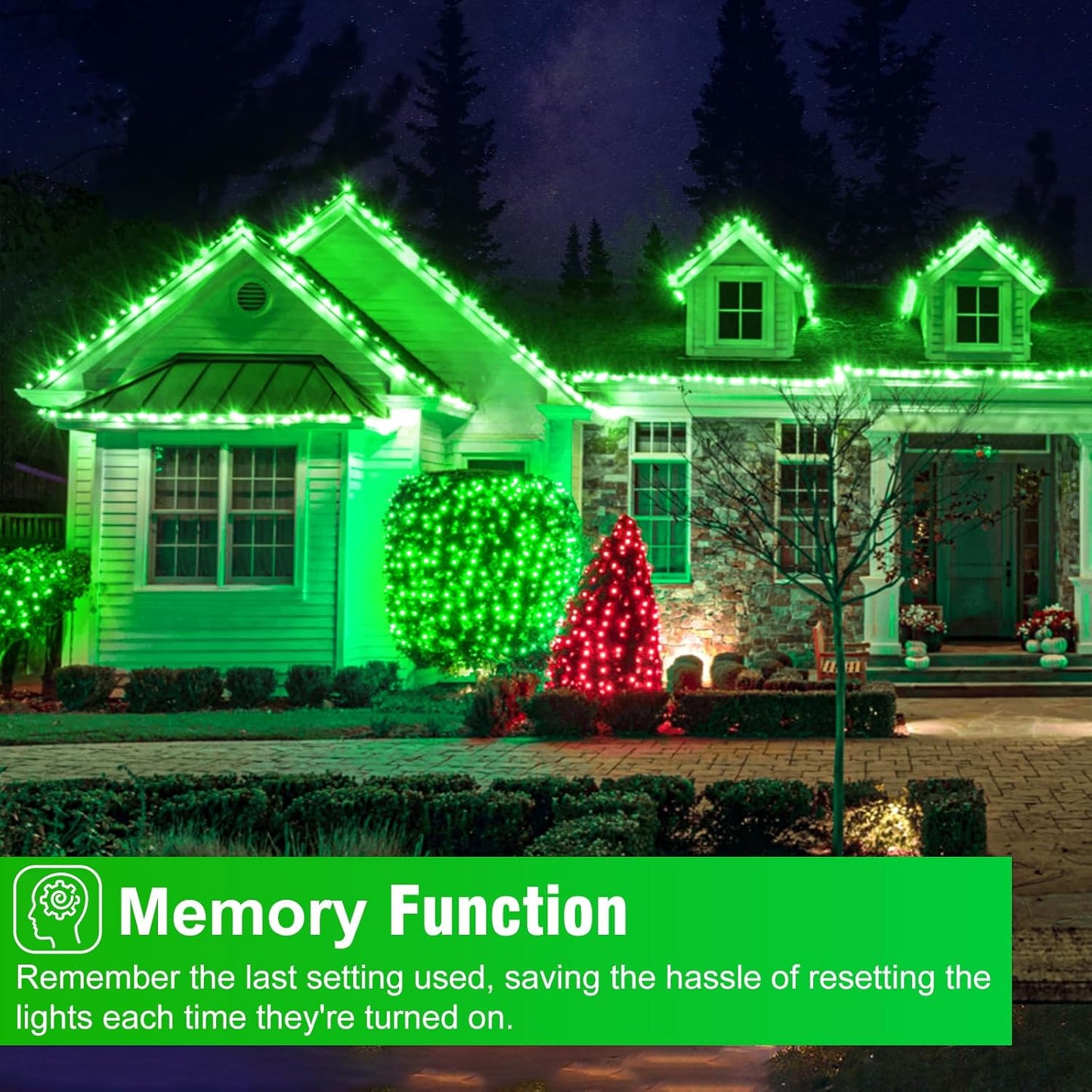 2 Pack Christmas Lights Outdoor, Total 200FT 600LED String Lights for Outside with 8 Modes Waterproof, Green Wire Twinkle Tree Lights Green Wire for Indoor Yard Garden Party Decorations, Green