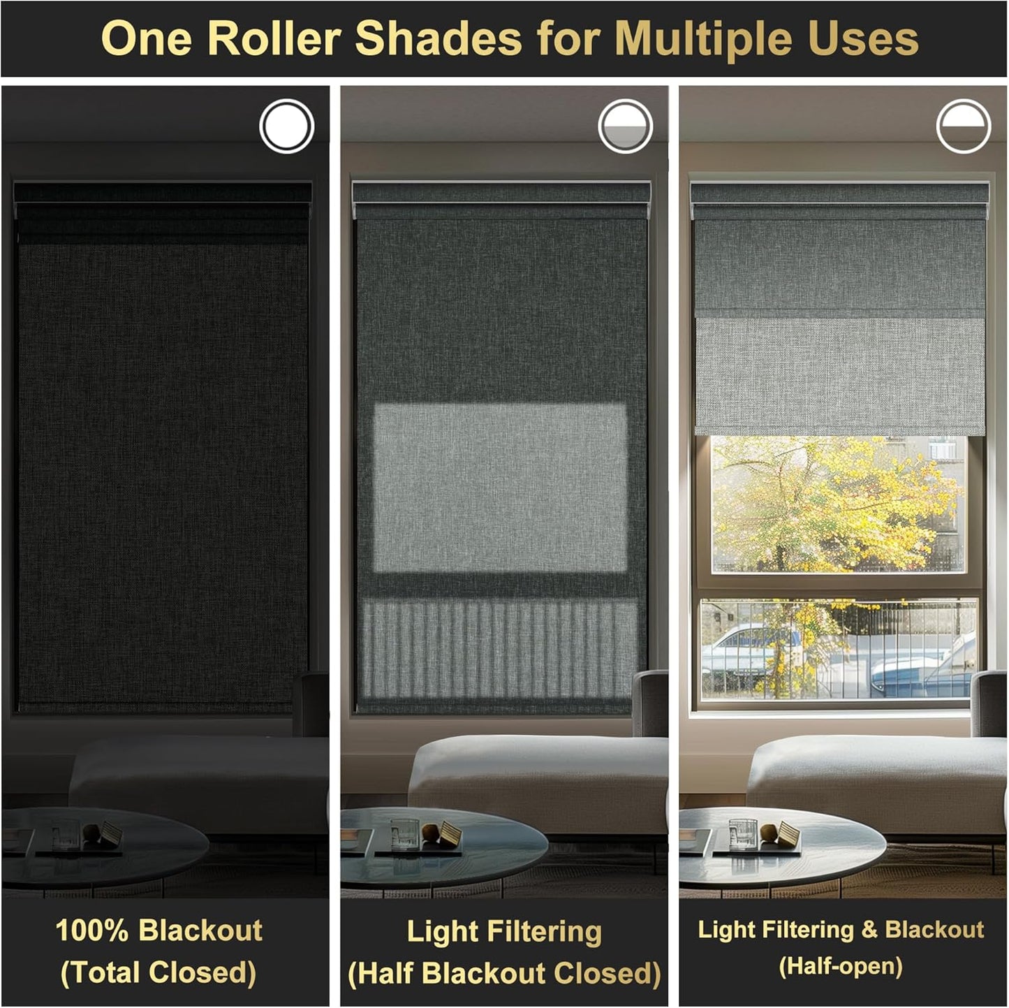 BERISSA Cordless Dual Roller Shades With Cassette Valance, Blackout and Light Filtering, Day and Night for Home Office Door - Linen Grey, 78 W x 80" H
