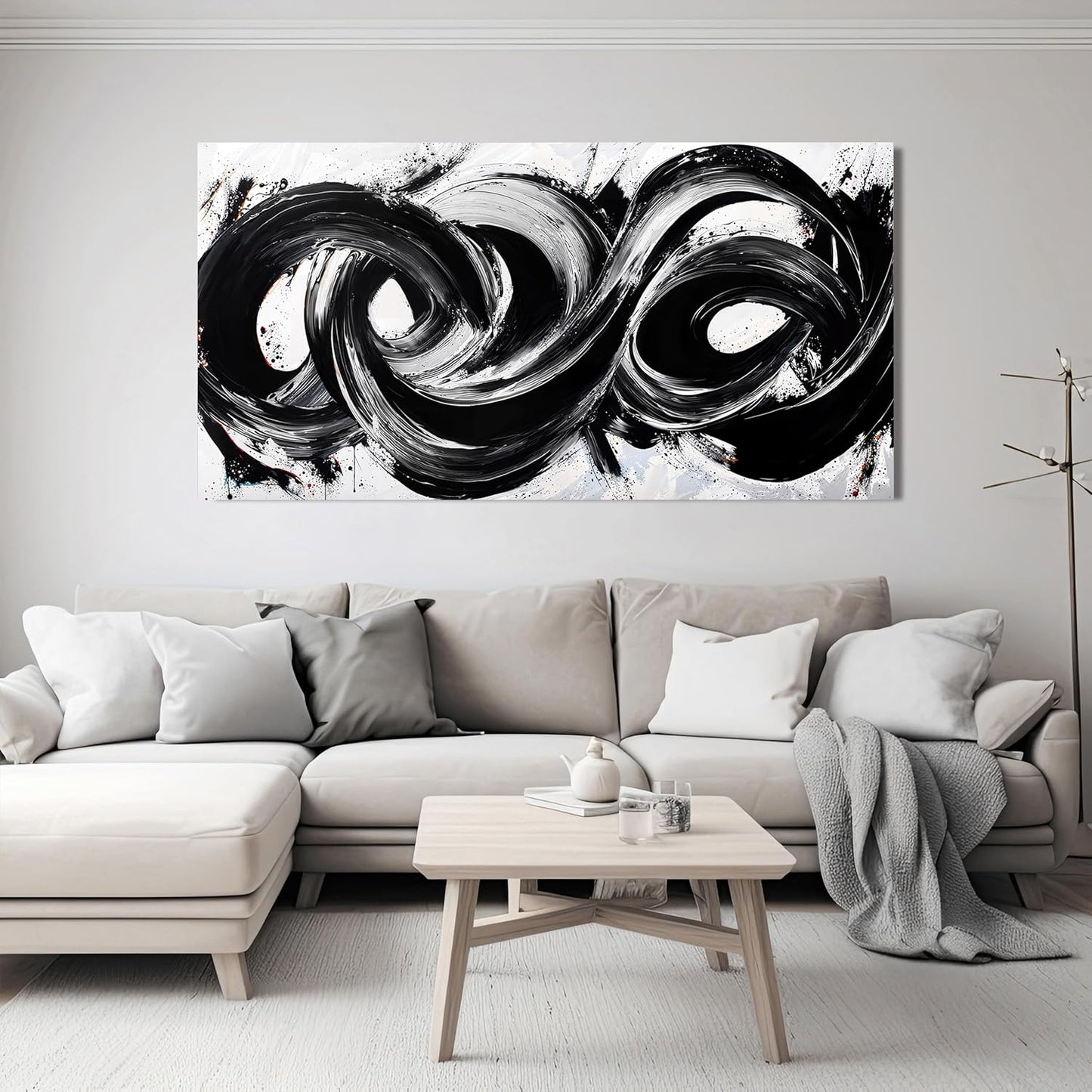 Abstract Wall Art Decor Wall Pictures for Living Room Large Black and White Wall Art Prints Abstract Canvas Art Wall Decor Modern Minimalist Wall Art Decorations Bedroom Home Wall Art Decor 24" X 48"
