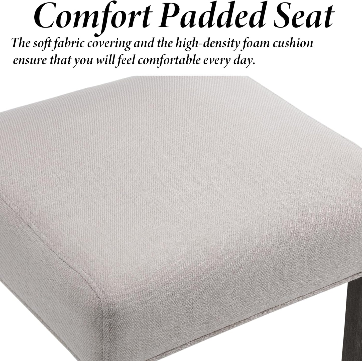 Kmax Farmhouse Dining Chairs Set of 6, Rustic Kitchen Chairs with Linen Fabric Seat and Woven Back, Vintage Accent Chairs for Dining Room, Living Room, Beige