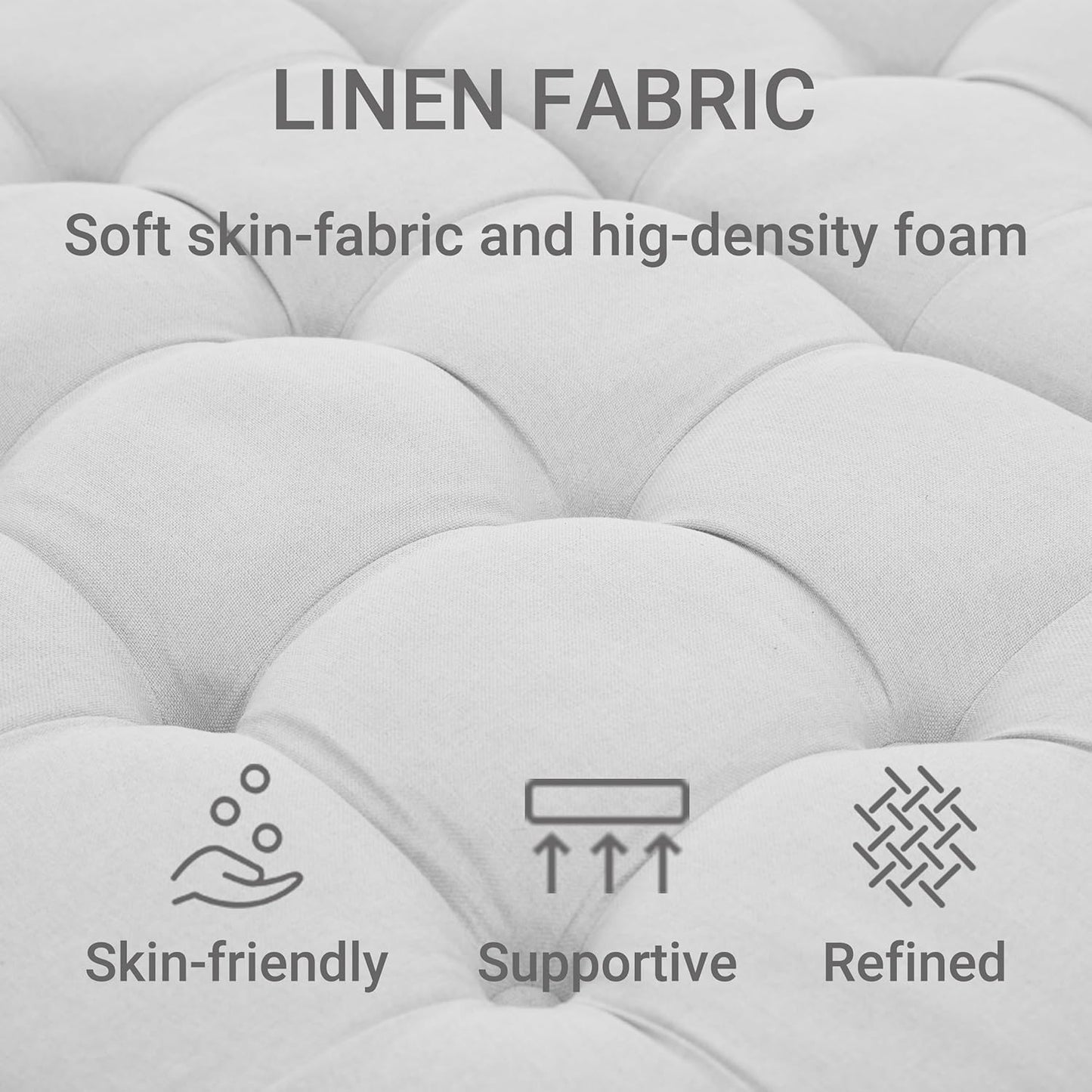 Tbfit Large Square Storage Ottoman Bench, Tufted Upholstered Coffee Table with Lift Top & Solid Wood Legs, Oversized Storage Ottomans Toy Box for Living Room (Beige)