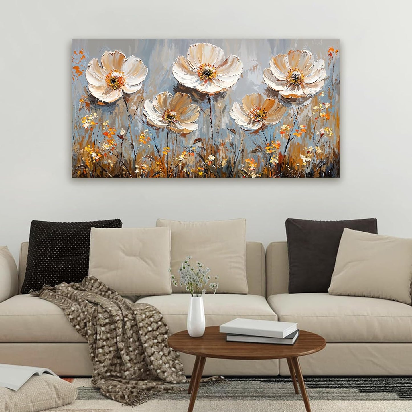 Canvas Wall Art Decor Art Work for Wall Decor Vintage Gold Wall Art Prints Wall Art Pictures for Living Room Nature Flower Wall Art Decorations Field Artwork for Walls Bedroom Office Decor 20" X 40"