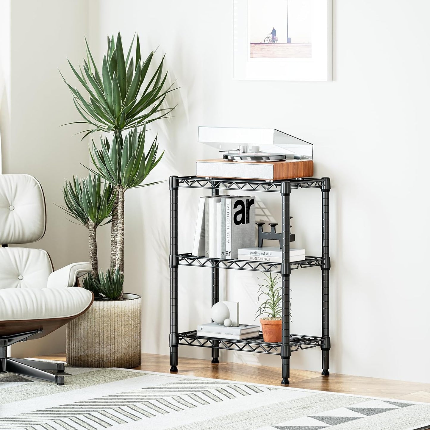 750 lbs 3 Tier Shelf Metal Storage Shelves Wire Rack Closet Organizers with PP Board for Garage Kitchen Bathroom Laundry Black 11.8" D x 21.7" W x 28.6" H