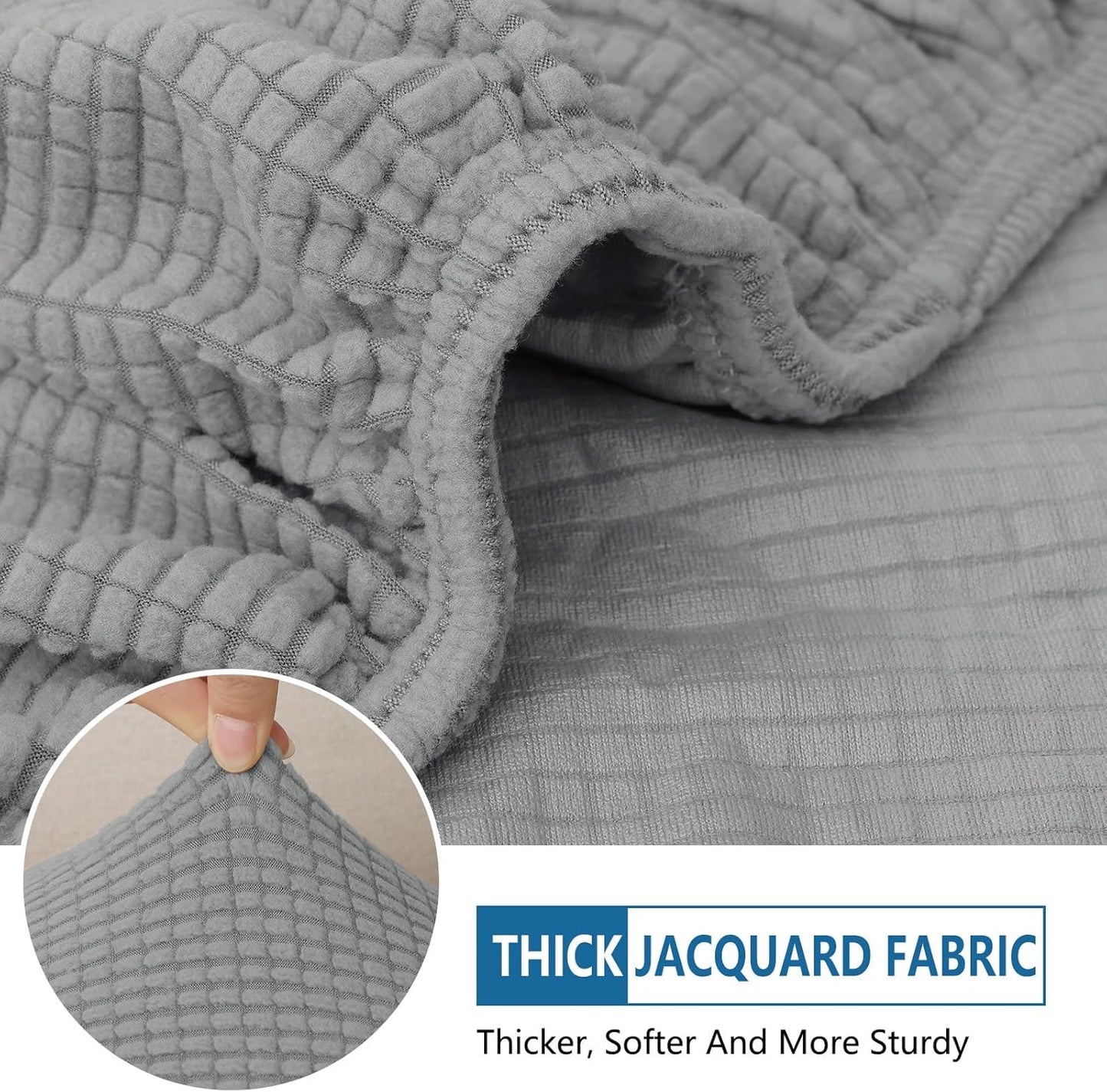 hyha Waterproof Couch Cushion Covers for Pets, Non Slip Sofa Cover for Dogs Washable, Soft Thick Stretch Jacquard Fabric, Sofa Slipcovers with Elastic Bottom (1 Piece for Backrest M, Light Grey)