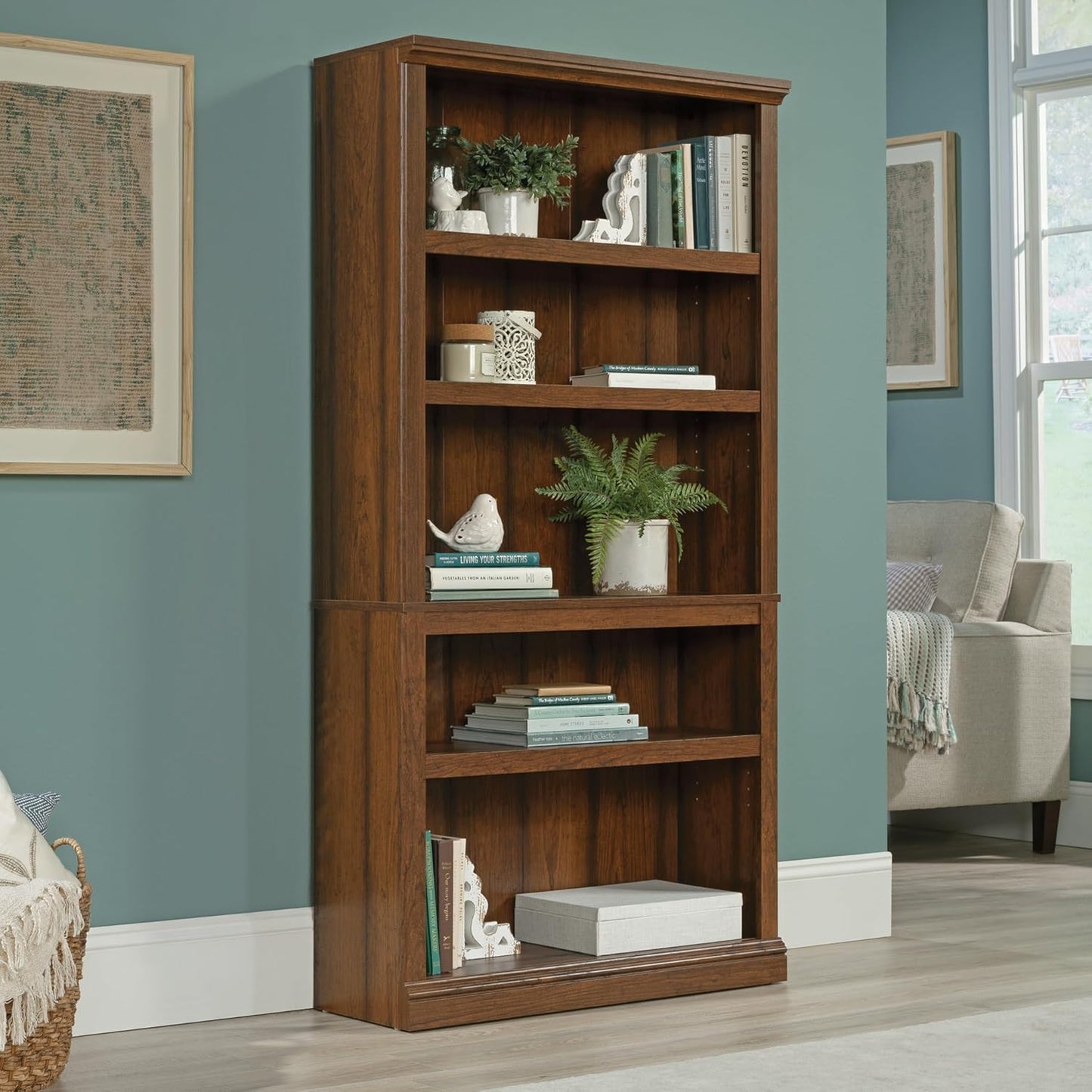 Sauder Miscellaneous Storage 5-Shelf Bookcase/ Book shelf, Washington Cherry finish