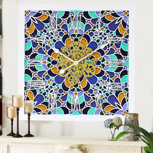 The Gears Clock Wall Clock Italy Collection with Moving Gears (Tramonti, 24 inches (60 cm))