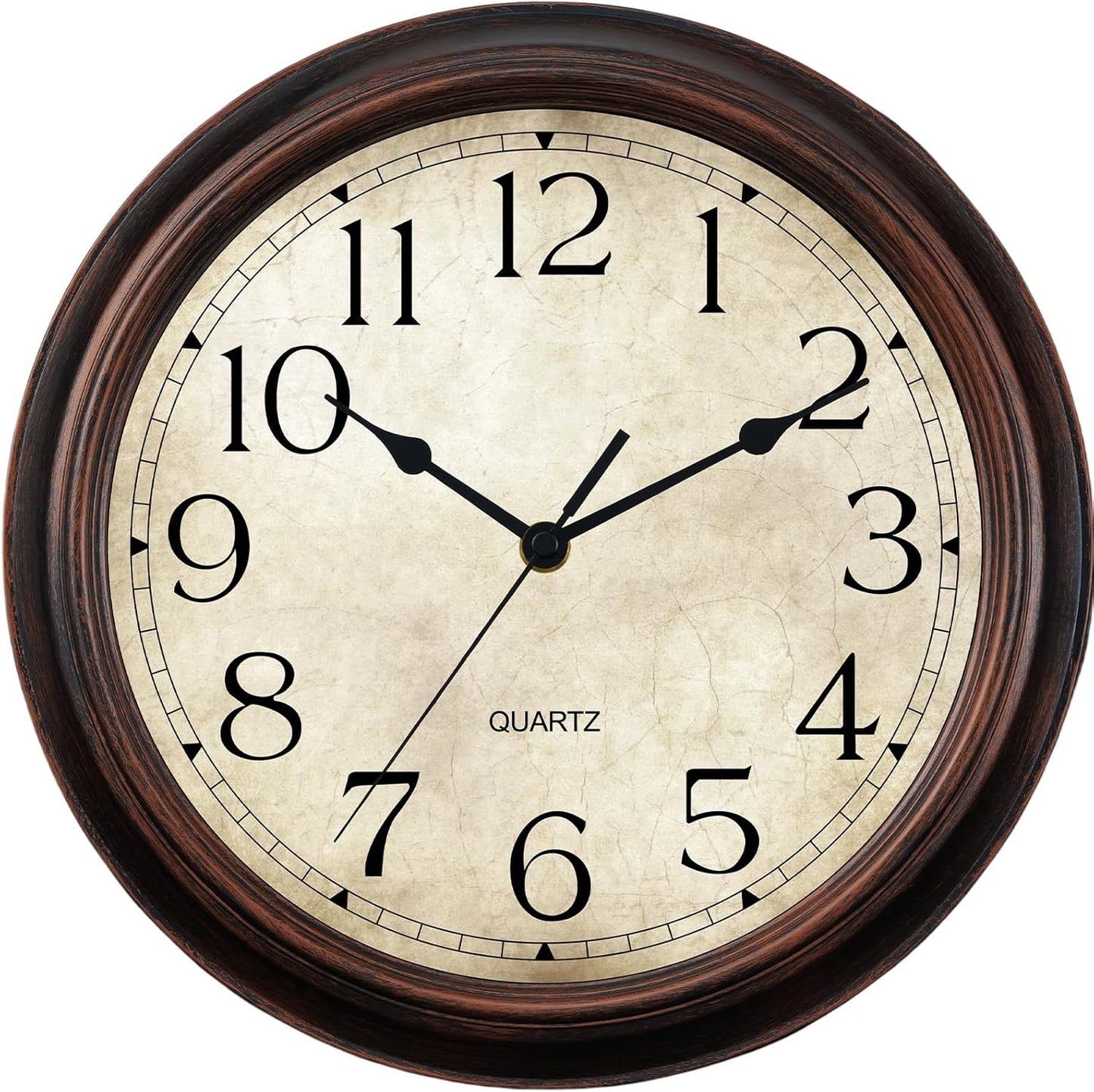 12 Inch Wall Clocks Battery Operated Silent Non-Ticking Analog Wall Clock Vintage Retro Rustic Style Decorative for Living Room Kitchen Home Office(Bronze)