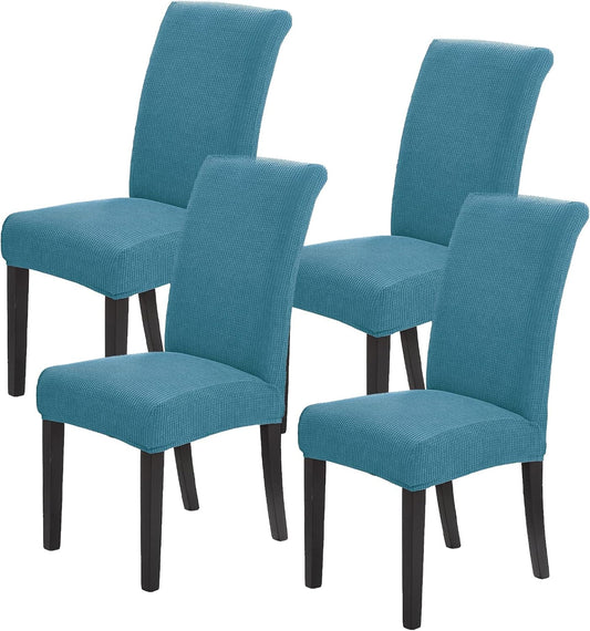 Howhic Stretch Chair Covers for Dining Room Set of 4, Removable Washable Dining Room Chair Covers, Dining Chair Slipcovers Seat Protector, Great Decoration for Home and Banquet (Dusty Blue, 4 Pack)