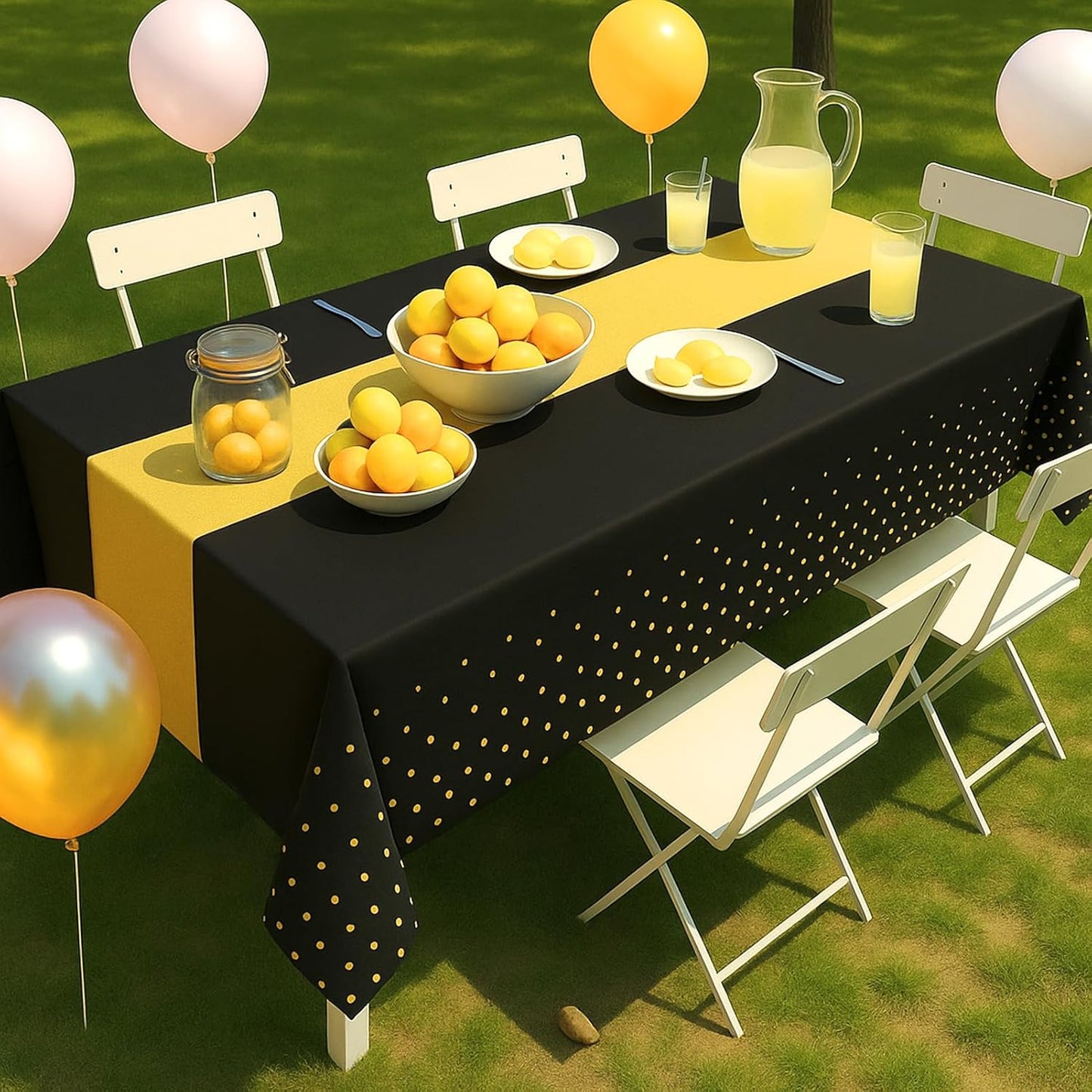 6Pcs Graduation Tablecloth,Graduation Decorations 2025,Black and Gold Retirement Party Decorations for Rectangle Tables,54"x108" Disposable Plastic Table Cloth for Congrats Grad Party Birthday Wedding
