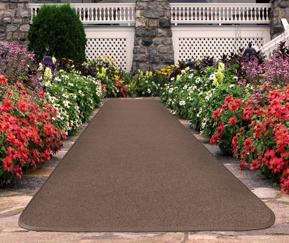 House, Home and More Outdoor Carpet Runner - Brown - 4 Feet x 30 Feet