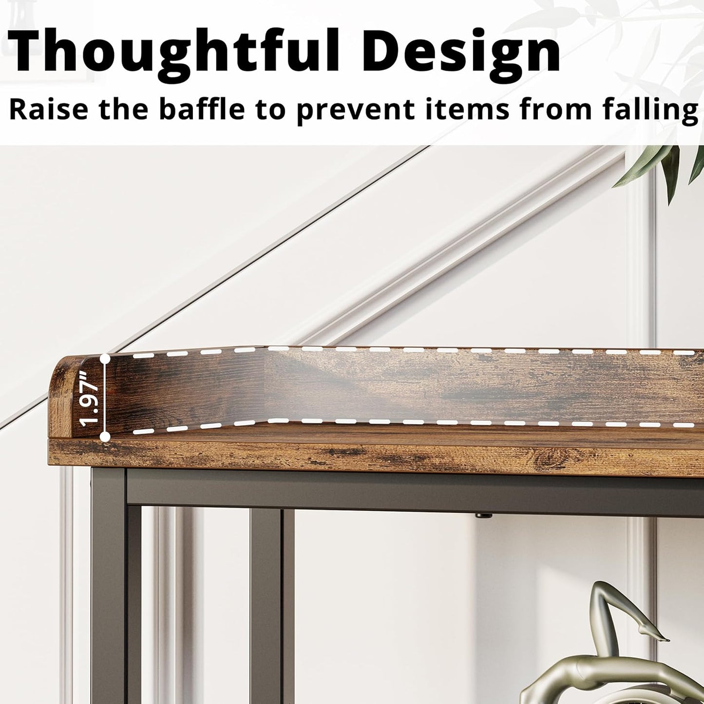 IRONCK Console Table, Sofa Table with Power Outlet, Farmhouse Hallway Table for Entryway, Living Room, Height Adjustable, Easy Assembly, Rustic Brown,55"