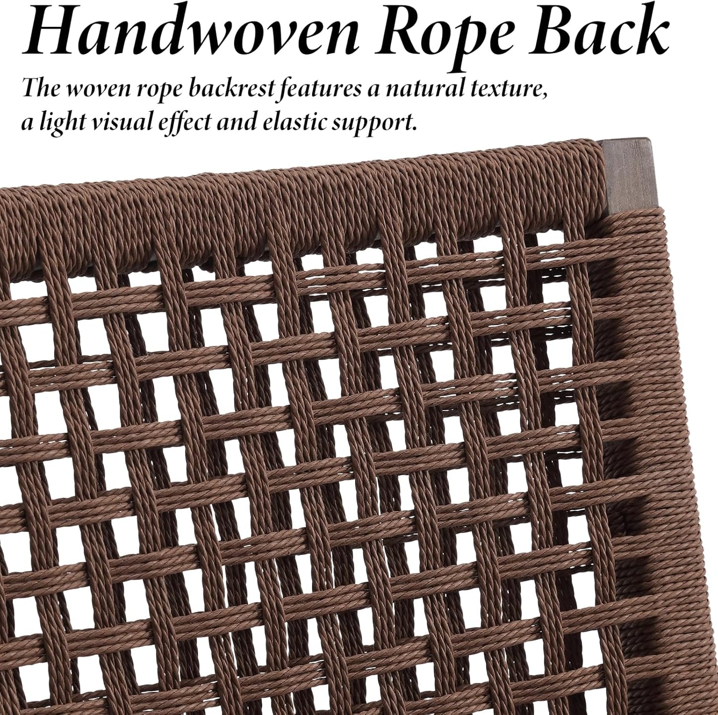 Kmax Farmhouse Dining Chairs Set of 4, Rustic Kitchen Chairs with Linen Fabric Seat and Woven Back, Vintage Accent Chairs for Dining Room, Living Room, Grey