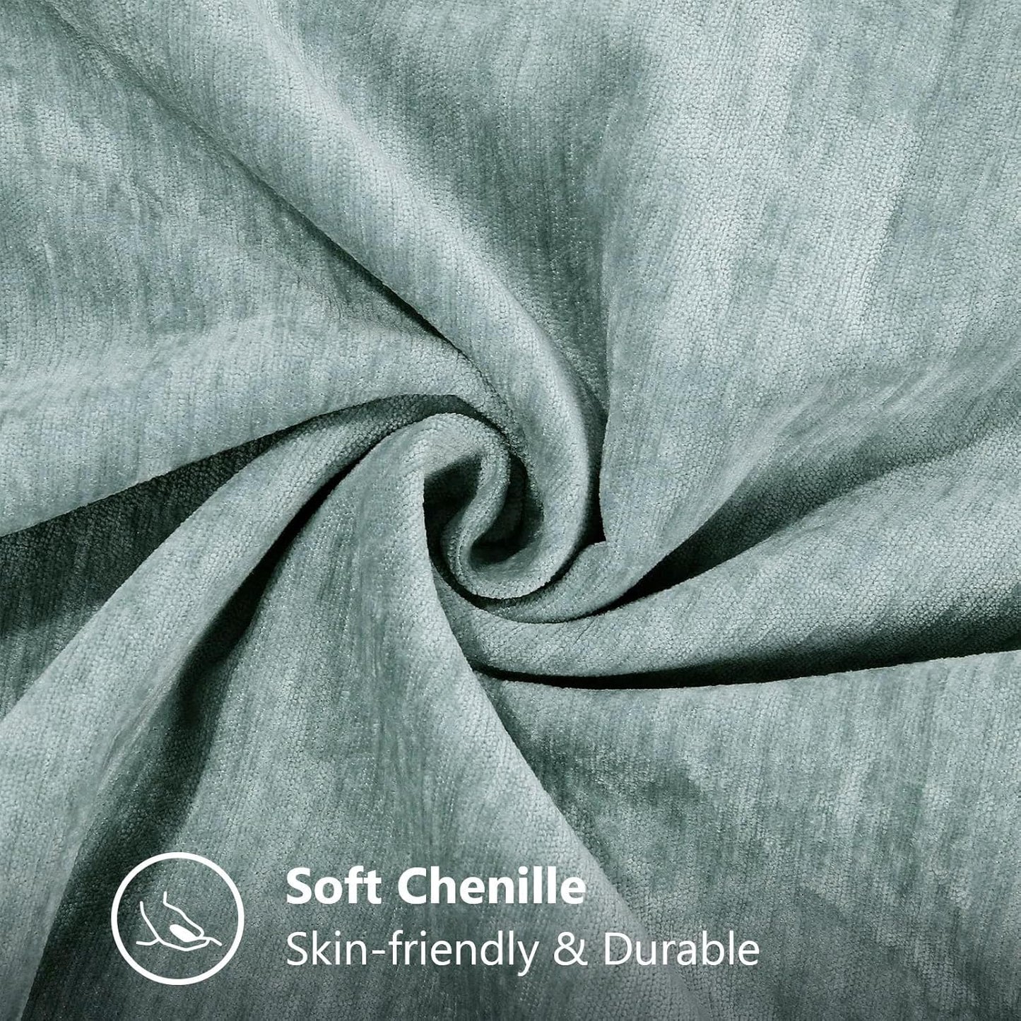 decorUhome Chenille Soft Throw Pillow Covers 24x24 Set of 2, Farmhouse Velvet Neutral Decorative Euro Pillow Covers with Stitched Edge for Couch Sofa Bed Home Decor, Aqua Haze