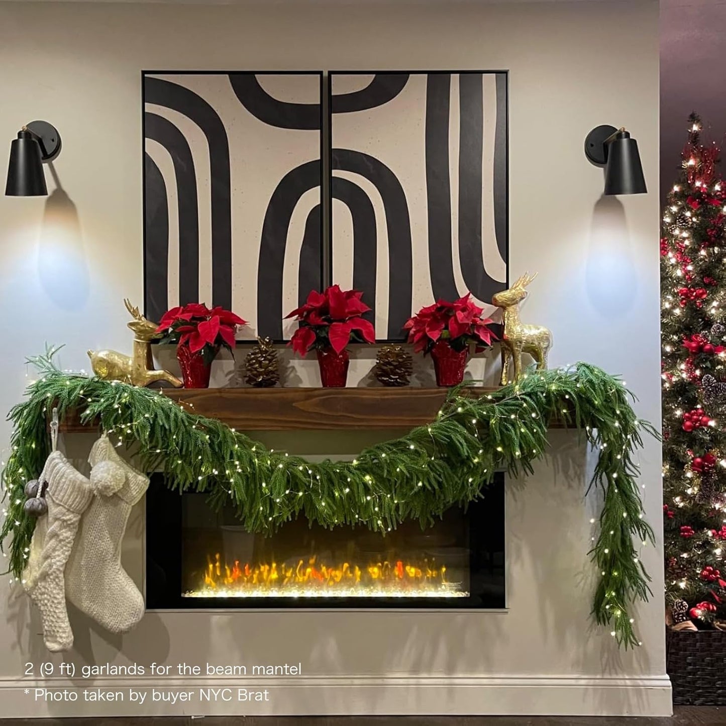 15FT Christmas Garlands Norfolk Pine Garland Real Touch Artificial Faux Greenery Garland for Holiday Indoor Outdoor Decor