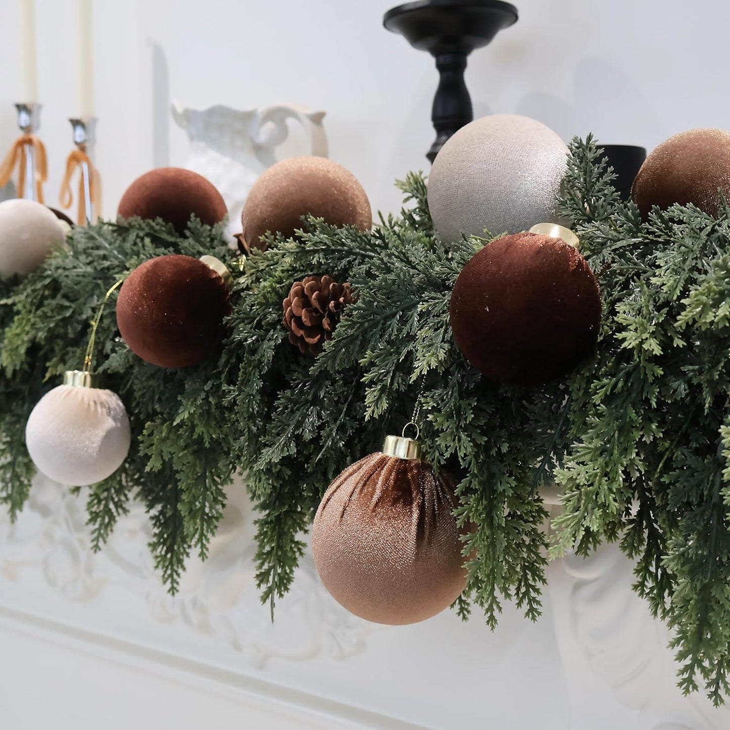 20PCS Velvet Ornaments for Christmas Tree, 2.36INCH Multicolor Flocked Christmas Ornaments Decorations Balls Set Decor