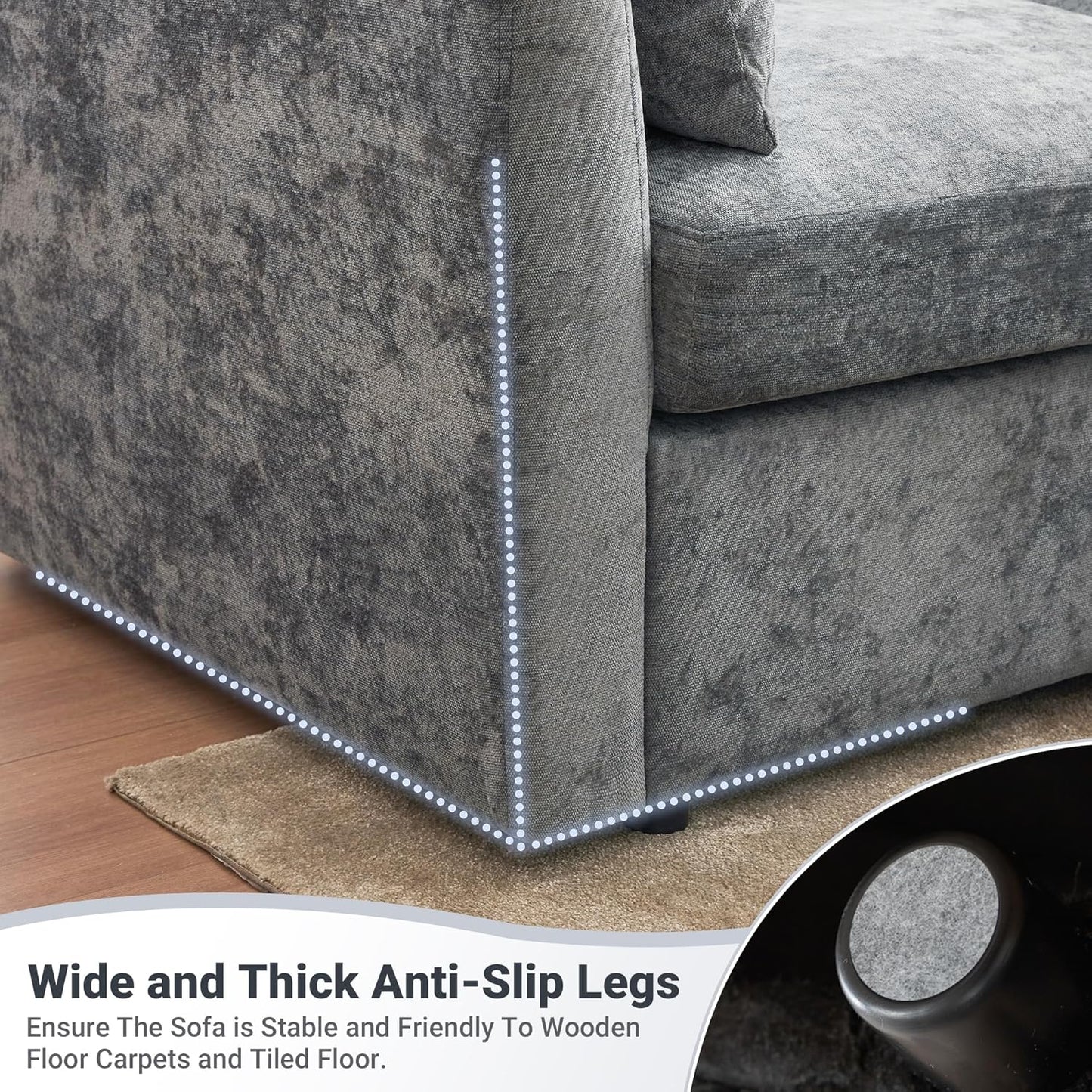 Tbfit Modular Sectional Couch 8 Seat, Cloud Sofa for Living Room,Chenille Sofa Set with Ottoman, Grey