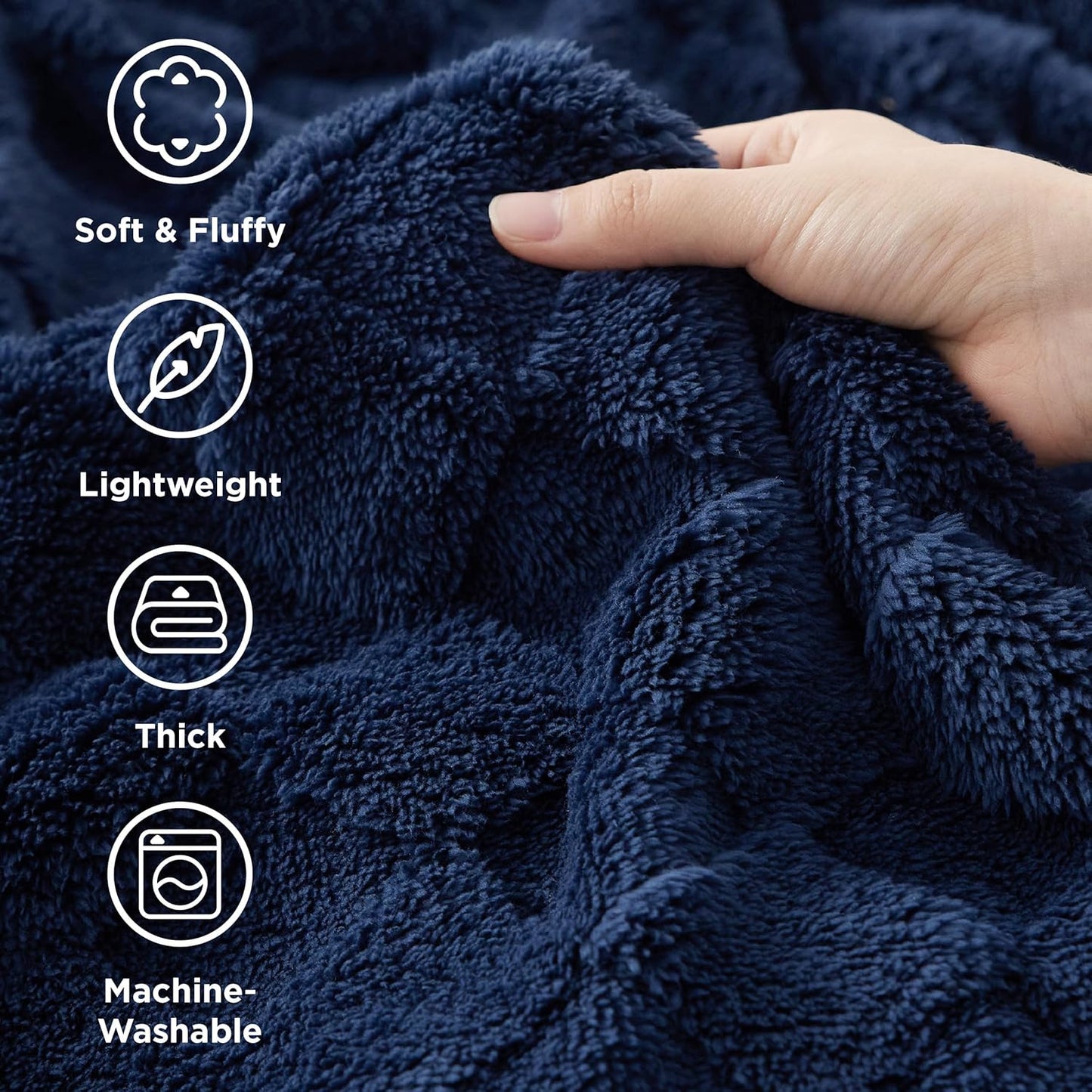 Bedsure GentleSoft Twin Blanket for Bed Navy Blue - Super Soft Cozy Blankets for Women Men Girls, Cute Fuzzy Fleece Throws for Bedroom Couch, 60x80 Inches