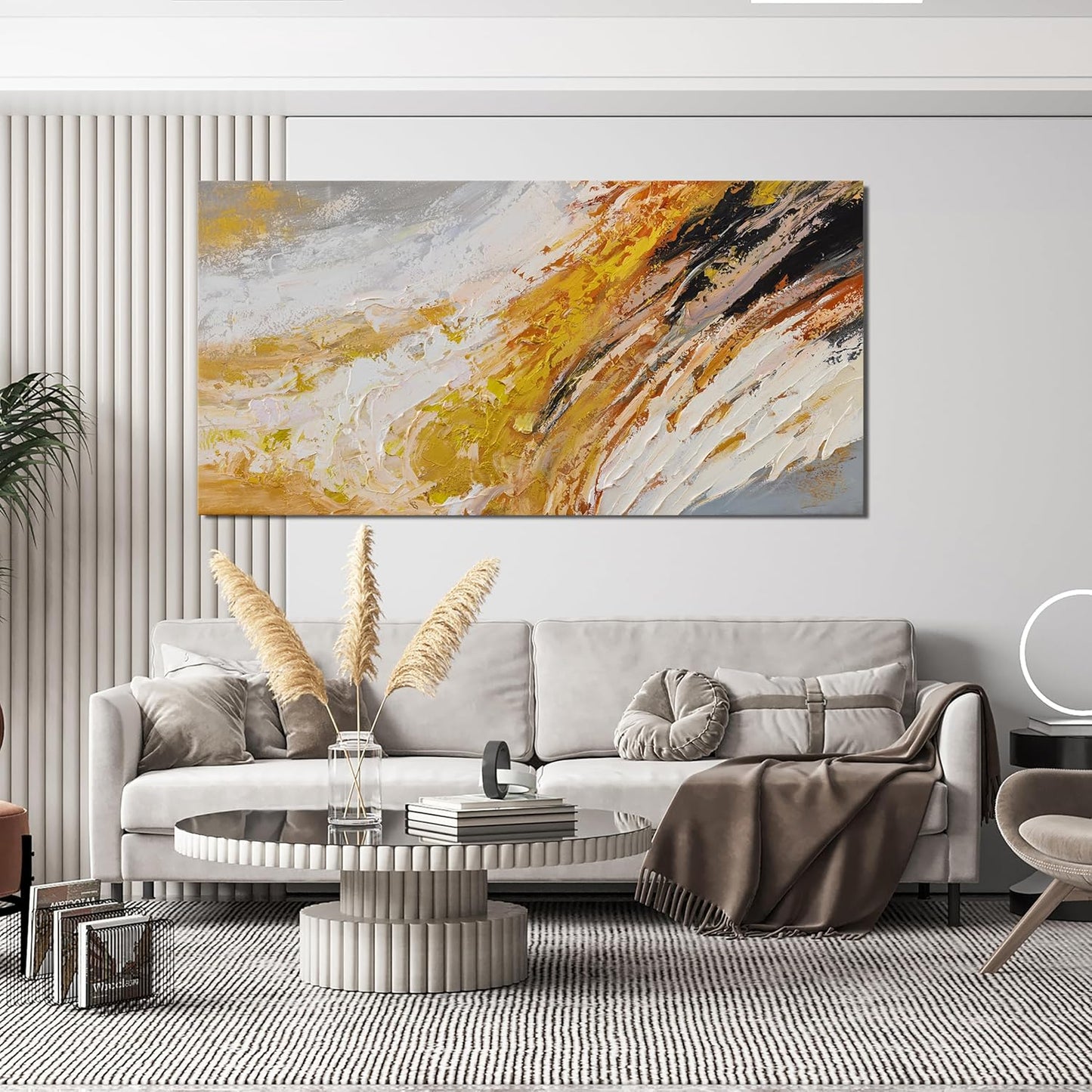 AIXMGSJS Canvas Wall Art Decor Wall Art Pictures for Living Room Modern Large Wall Art Canvas Art Wall Decor Black and White Abstract Wall Art Prints Artwork for Walls Home Office Decor 24" X 48"