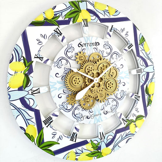 The Gears Clock Wall Clock Italy Collection with Moving Gears (Sorrento, 36 inch Round)