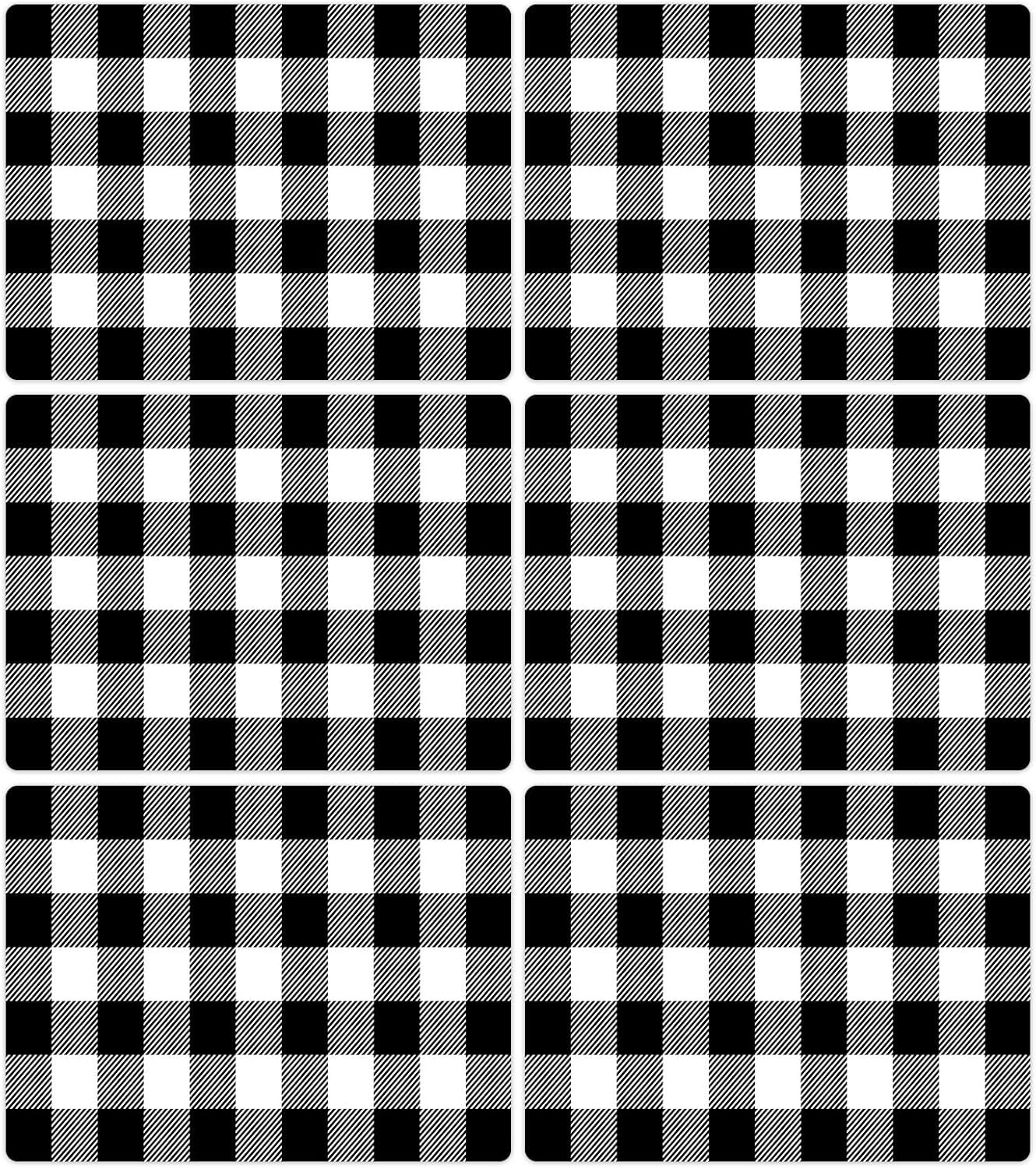 Black and White Plastic Placemats Set of 6 Check Plaid Table Mats Black Buffalo Plaid Place Mats Wipe Clean Washable Table Placemats for Indoor Outdoor Heat Resistant Kitchen Dining Table