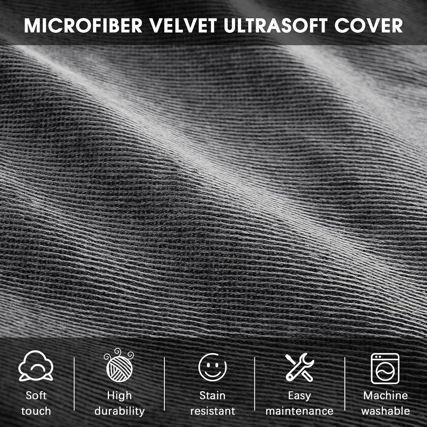 Bean Bag Chairs for Adults - Memory Foam Furniture BeanBag Chair - Kids/Teens Sofa with Soft Micro Fiber Cover - Round Fluffy Couch for Living Room Bedroom College Dorm - 4 ft, Gray Stripe