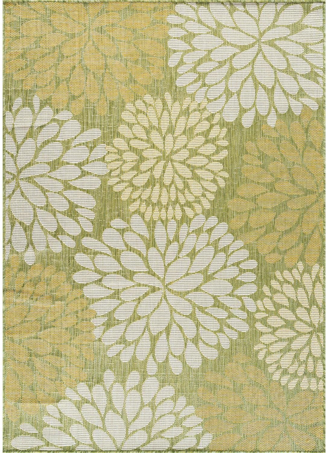 Beverly Rug Outdoor Rug 6x9 Modern Exotic Tropical Leaf Area Rugs for Indoor and Outdoor Patio Deck Porch Garden Water Resistant Washable Outside Carpet (6 x 9 Green)