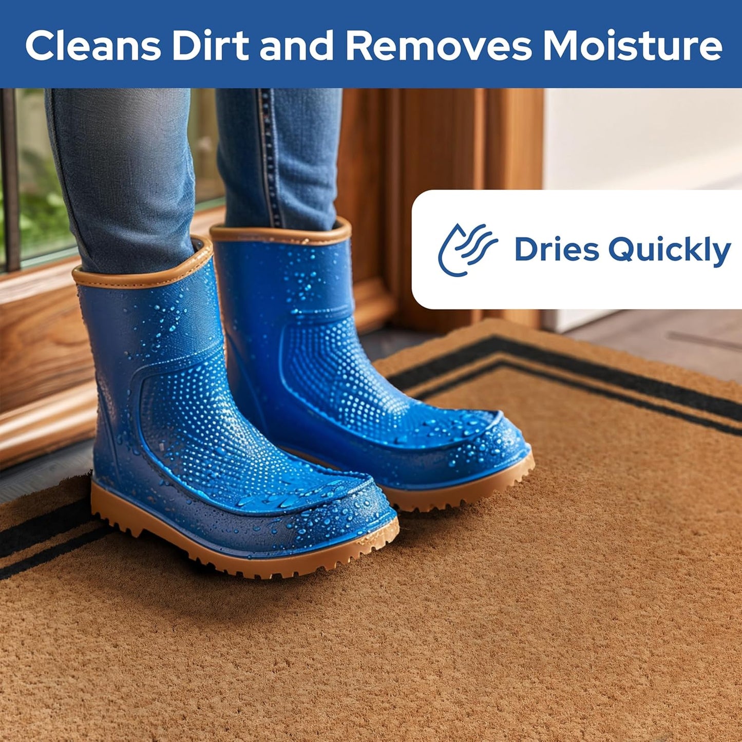 Barnyard Designs Natural Coco Coir Heavy Duty Backing Doormat - Large Cute Non-Slip Front Door Welcome Mat for Outside Entrance or Porch Entry, Brown (36x72, Border)