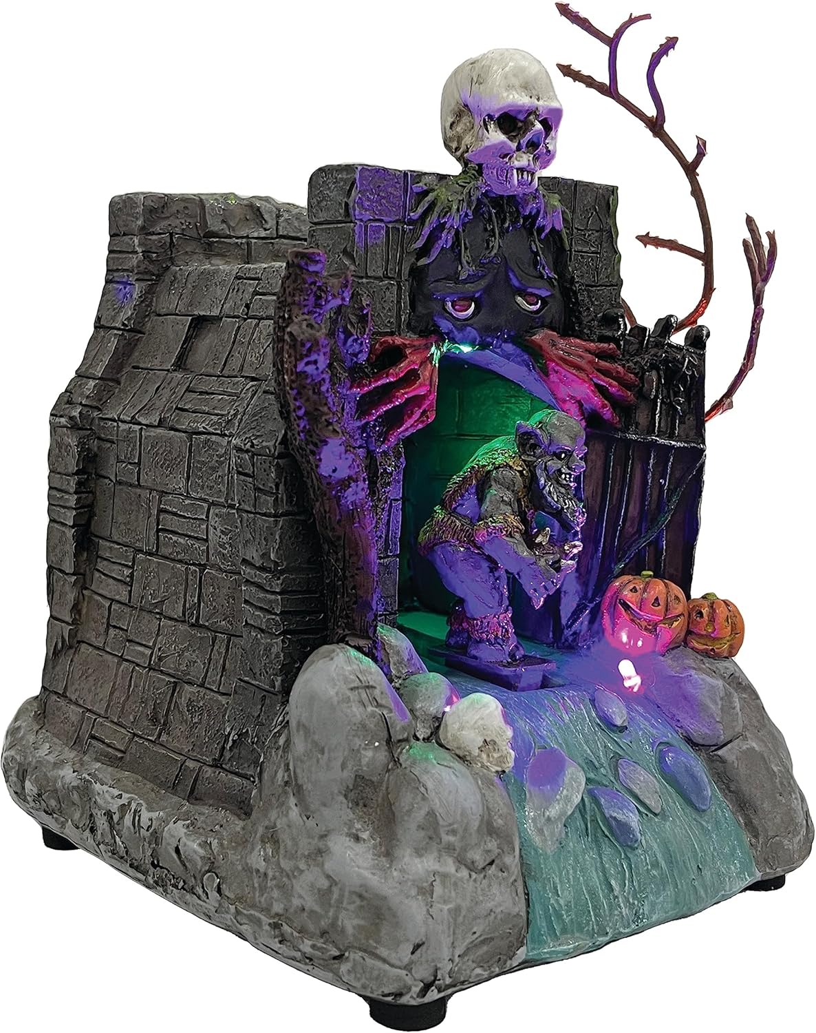 Animated Drainpipe Ghoul Halloween Figurine | Spooky Town Collection Accessories with Multi-Color LED, Motion and Sound for Halloween Decorations | 8.66 Inch