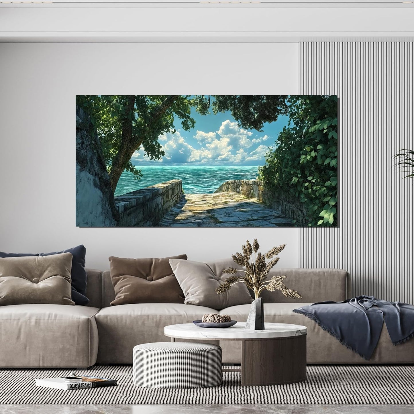 Canvas Wall Art Decor Large Wall Art Pictures for Living Room Canvas Art Wall Decor Landscape Coastal Wall Art Prints Green Artwork for Walls Beachside Art Work for Home Office Decor 24" x 48"