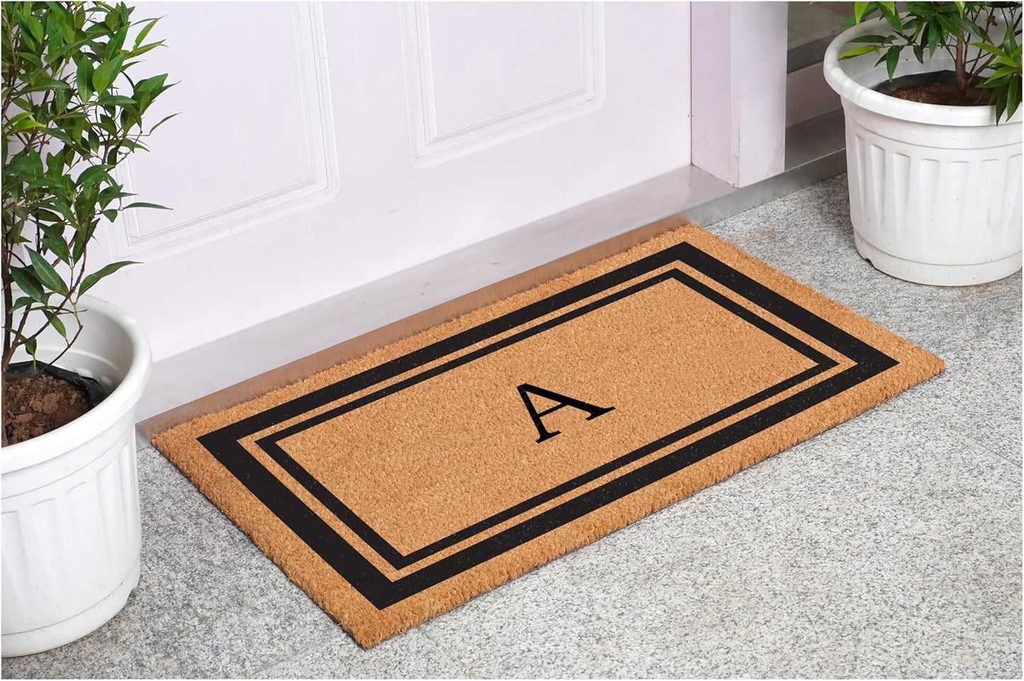 Calloway Mills 152962448 Black Border 24" x 48" Monogram Doormat (Letter A)