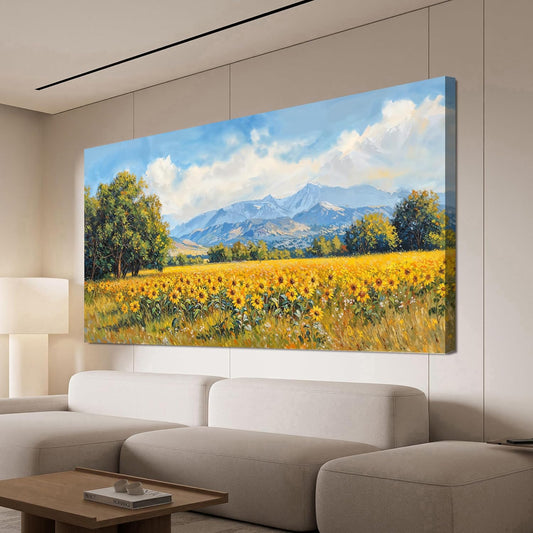Canvas Oversized Wall Art Decor Large Wall Art Pictures for Living Room Canvas Art Wall Decor Mountain Wildflowers Wall Art Prints Landscape Artwork for Walls Bedroom Home Aesthetic Wall Art Decor 29"X58"