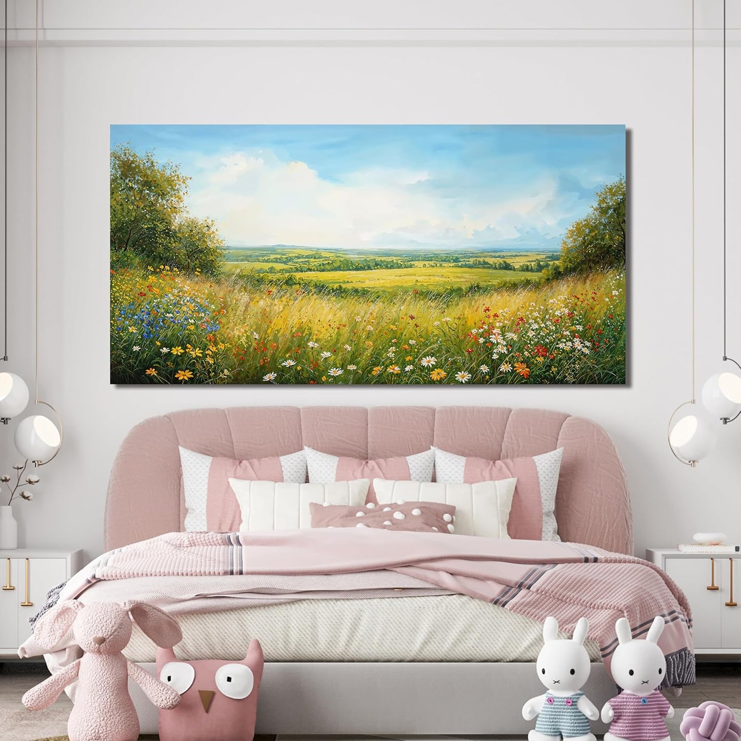 AIXMGSJS Canvas Wall Art Decor Modern Landscape Large Wall Art For Living Room Green Botanical Wall Art Artwork For Wall Green Floral Wall Decor Canvas Prints Art Work For Home Office Decor 24" X 48"