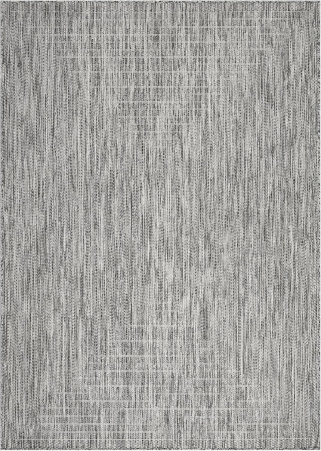 Adiva Rugs Outdoor Indoor Area Rug, Weather Resistant, Easy to Clean, Stain Resistant Floor Mat for Dining Room, Backyard, Deck, Patio (Silver Weiss, 2'6" x 7')