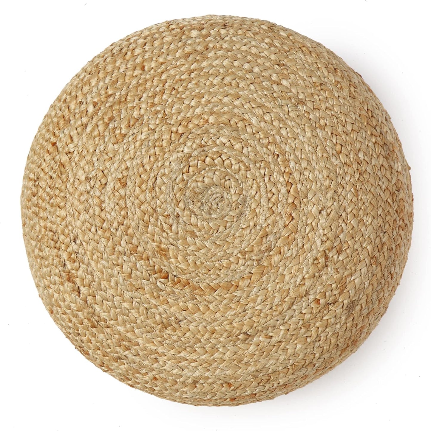 REDEARTH · Jute Circular Low Pouf Ottoman - Braided Pouffe Accent Sitting Round Footrest for Living Room, Bedroom, Nursery, kidsroom, Patio, Gym; 100% Jute (18"x18"x10"; Natural)