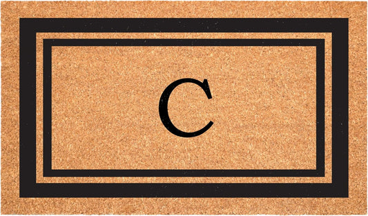 Calloway Mills 152961830C Black Border 18" x 30" Monogram Doormat, (Letter C)