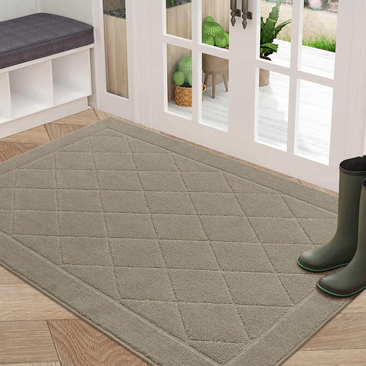 BEQHAUSE Dirt Trapper Door Mat 32" x 48", Doormat Non-Slip Entryway Rugs Washable, Dog Door Mat Stain Resistant and Absorbent Welcome Floor Mat for Front Back Door, Muddy Wet Shoes & Paws, Beige