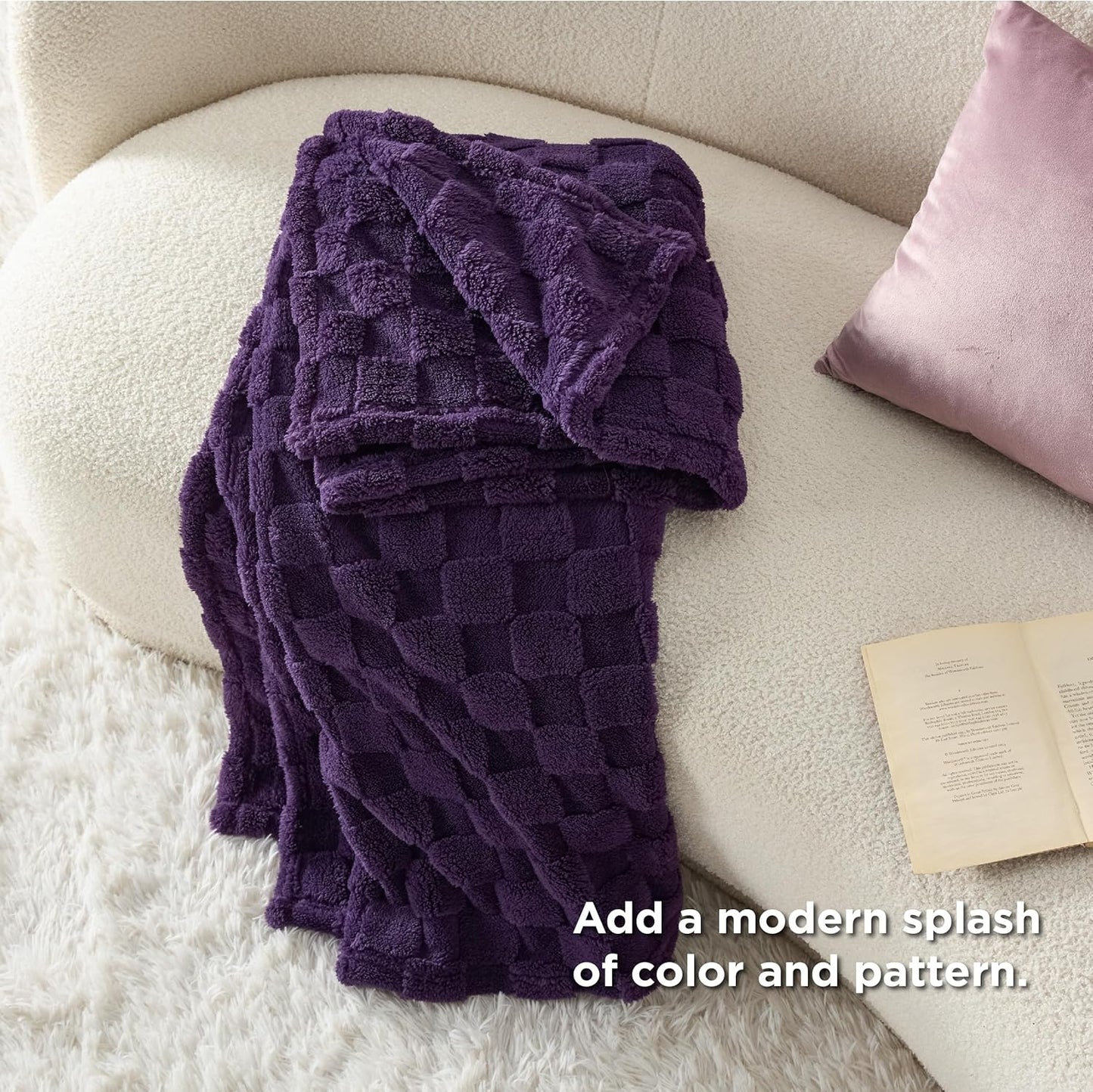 Bedsure GentleSoft Purple Throw Blanket for Couch - Super Soft Cozy Blankets Gifts for Women Men Girls, Cute Small Fleece Throws for Bedroom Home Decor, 50x70 Inches