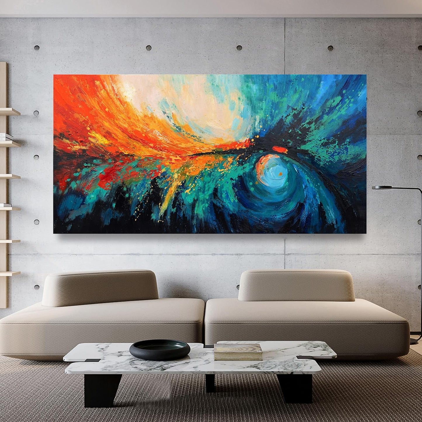 Canvas Wall Art Decor Large Wall Art Pictures For Living Room Blue Green Wall Art Decor Canvas Abstract Art Work Colorful Abstract Wall Art Decor Prints For Bedroom Office Kitchen Wall Decor 29" x 58"