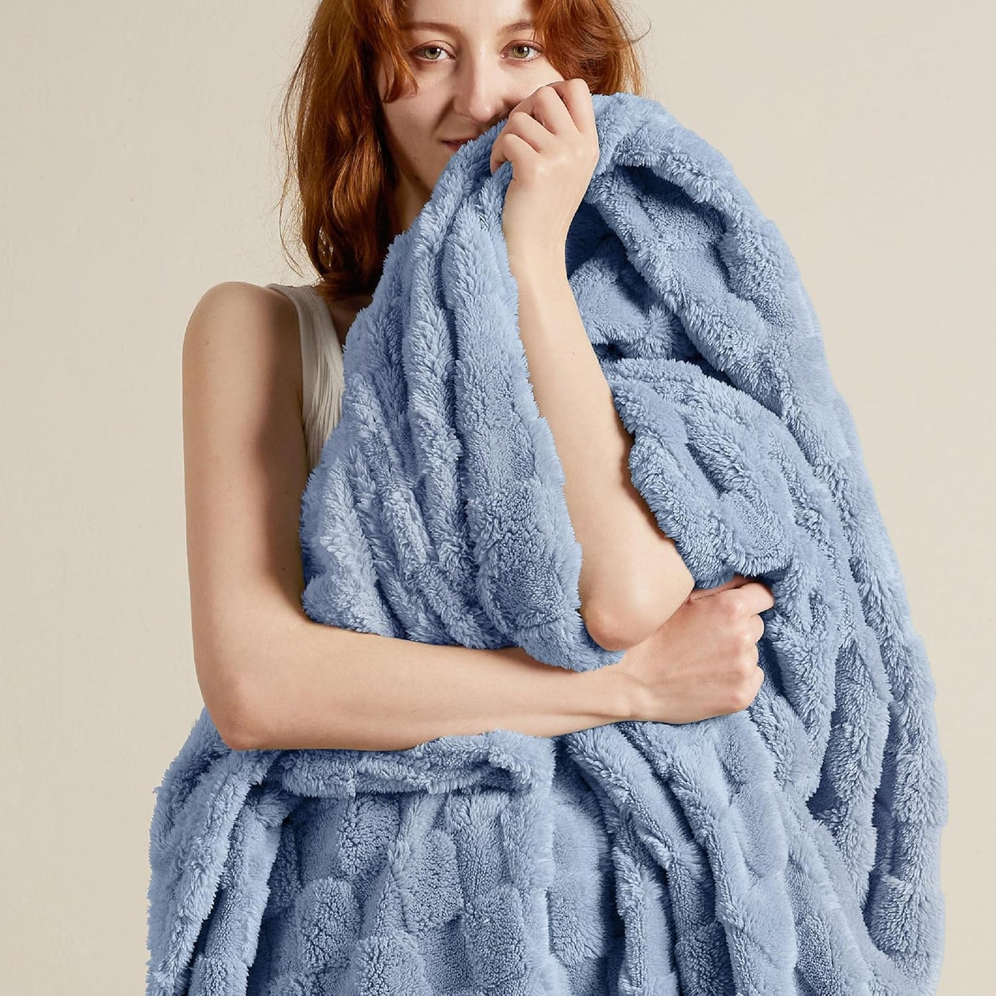 Bedsure GentleSoft Ashley Blue Twin XL Blanket for Bed - Super Soft Cozy Fleece Blankets for Women, Cute Throws for Girls, Dorm Room Essentials for Girls Teens Back to School, 66x90 Inches