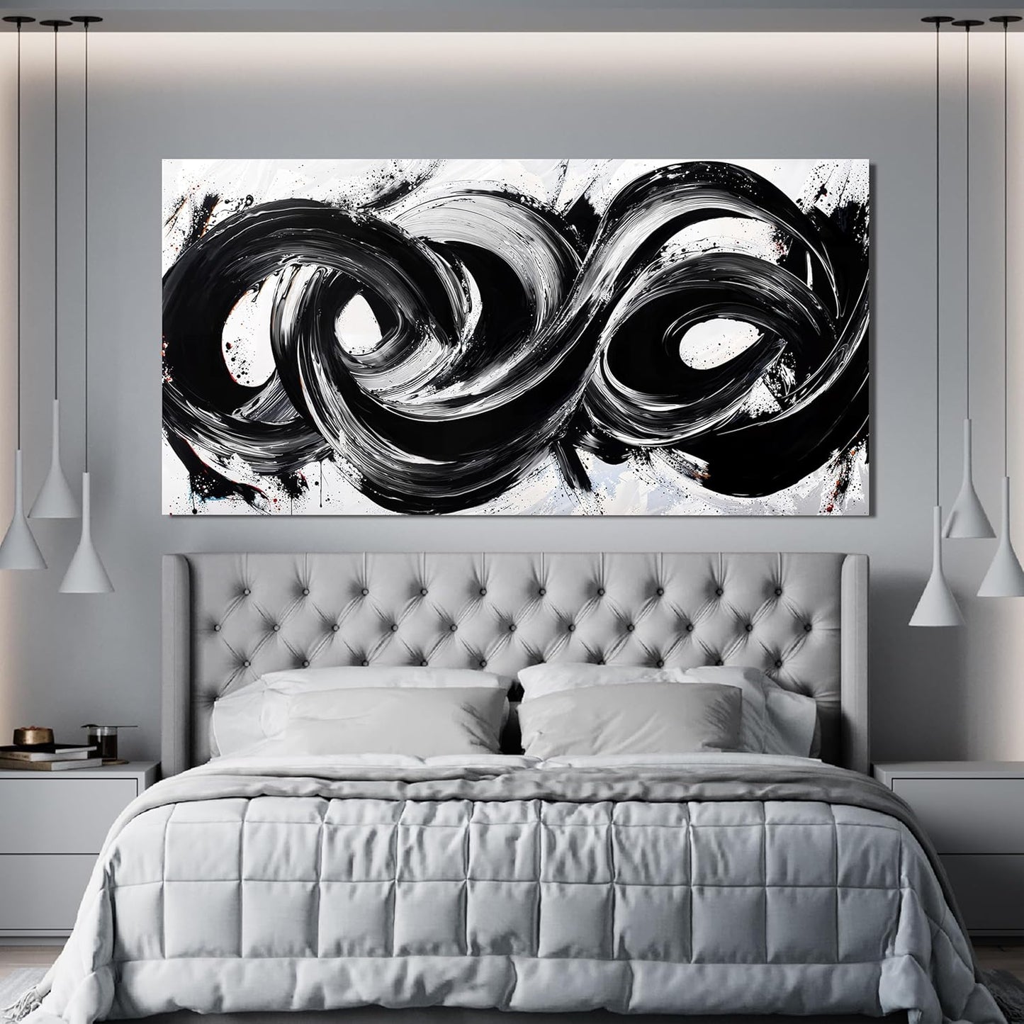 Abstract Wall Art Decor Wall Pictures for Living Room Large Black and White Wall Art Prints Abstract Canvas Art Wall Decor Modern Minimalist Wall Art Decorations Bedroom Home Wall Art Decor 24" X 48"