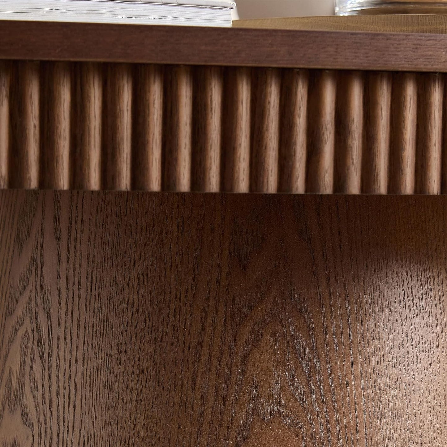 Modern Oval Coffee Table with Wood Pedestal,47.24" Farmhouse Center Table for Living Room, Ellipse Coffee Tables Tea Table for Bedroom, Apartment-Walnut