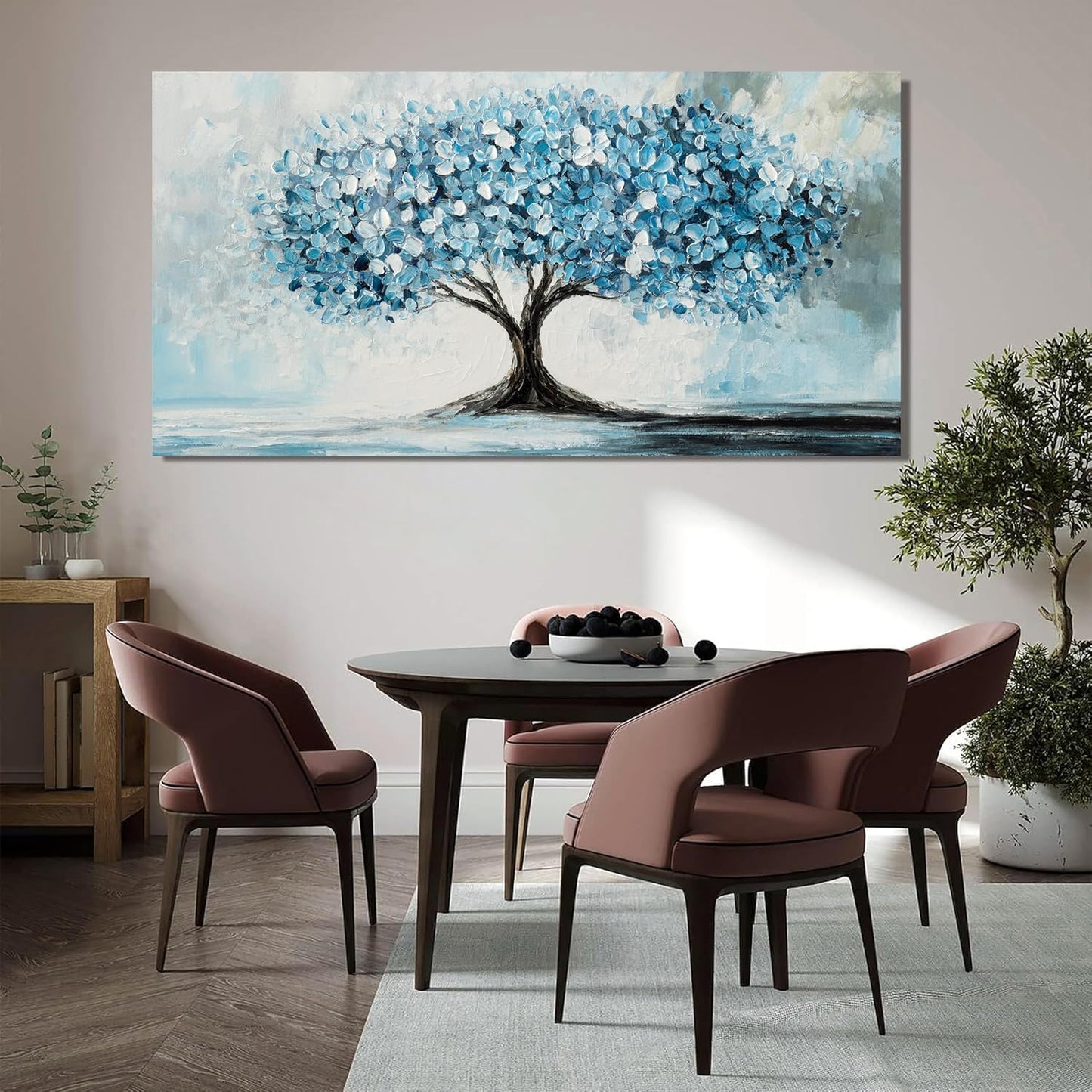 Canvas Wall Art Decor Canvas Art Wall Decor Tree of Life Wall Art Modern Blue White Wall Art Prints Large Artwork for Walls Wall Art Pictures for Living Room for Bedroom Office Decor 24" X 48"