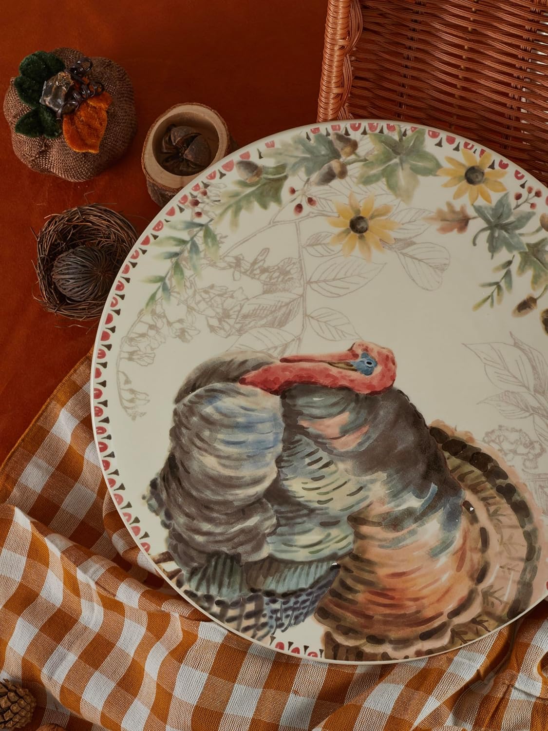 Bico Blessing Season Dinner Plates Set of 4, 11 Inch Large Ceramic Plates for Pasta, Steak, Stylish Serving Dishes, Microwave and Dishwasher Safe, Gift for Housewarming and Thanksgiving