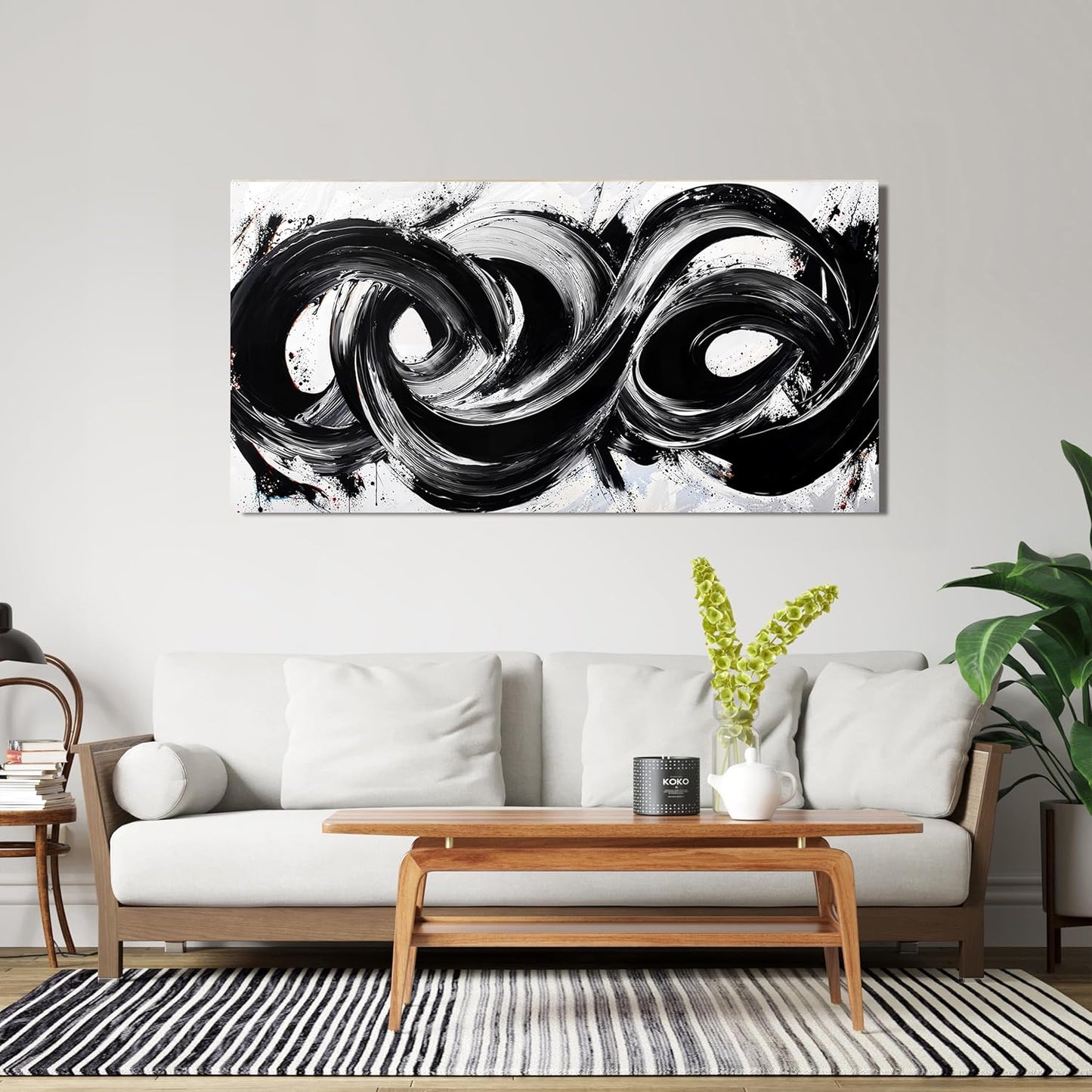 Canvas Wall Art Decor Wall Art Pictures for Living Room Artwork for Walls Abstract Black and White Wall Art Prints Abstract Canvas Art Wall Decorations Bedroom Home Aesthetic Wall Art Decor 20" X 40"