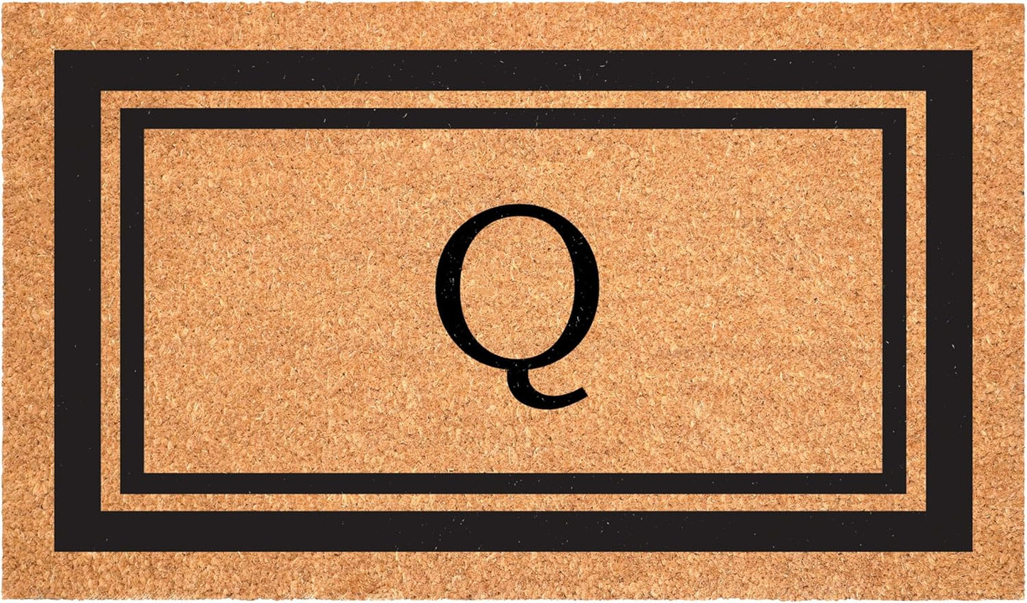 Calloway Mills 152962436Q Black Border 24" x 36" Monogram Doormat, (Letter Q)