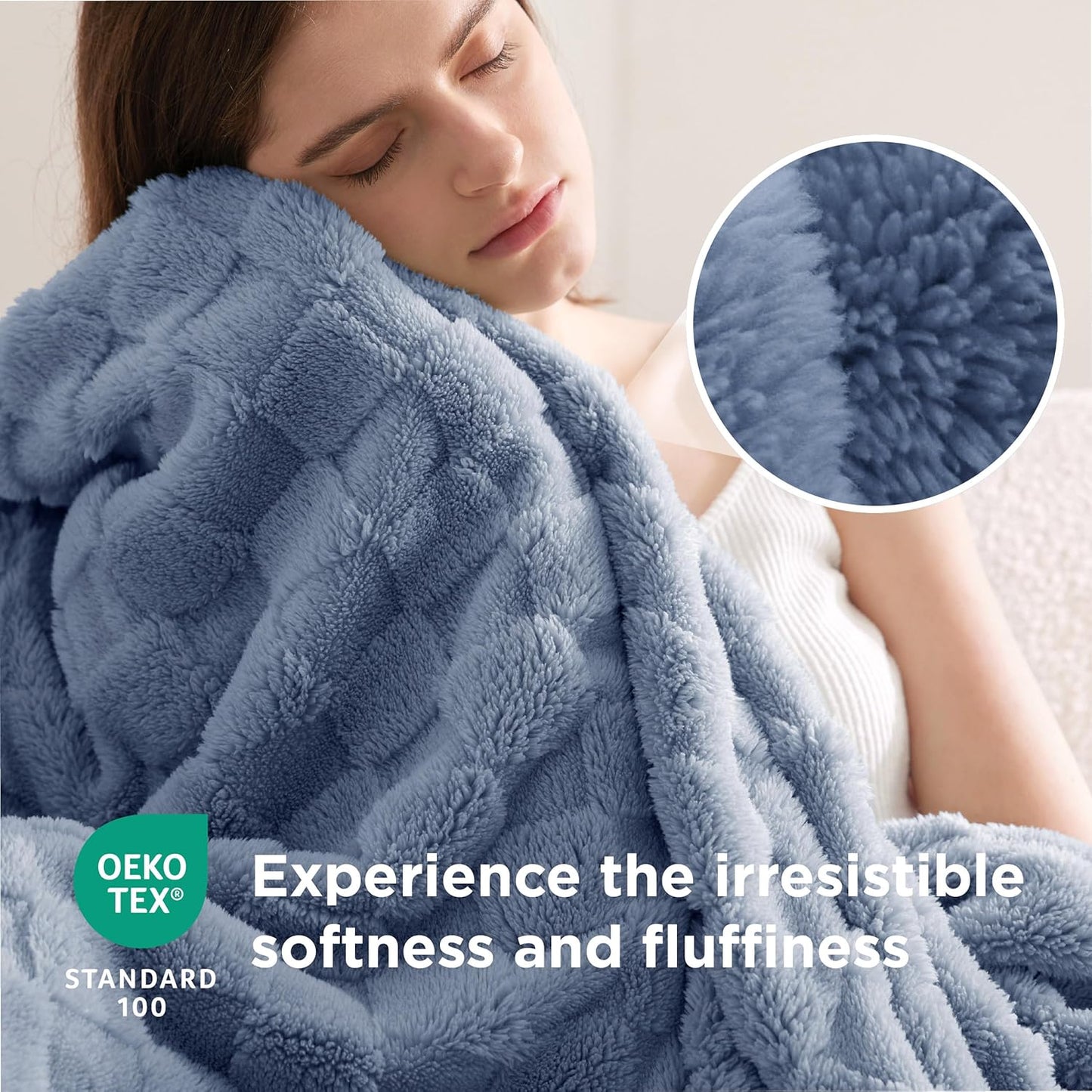 Bedsure GentleSoft Twin Blanket for Bed Ashley Blue - Super Soft Cozy Blankets for Women Men Girls, Cute Fuzzy Fleece Throws for Bedroom Couch, 60x80 Inches