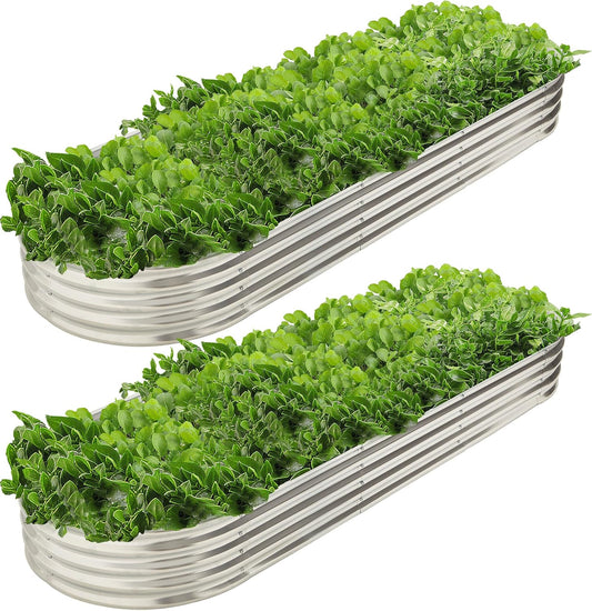 9' x 3' Metal Oval Raised Garden Bed Planter (2 PK)