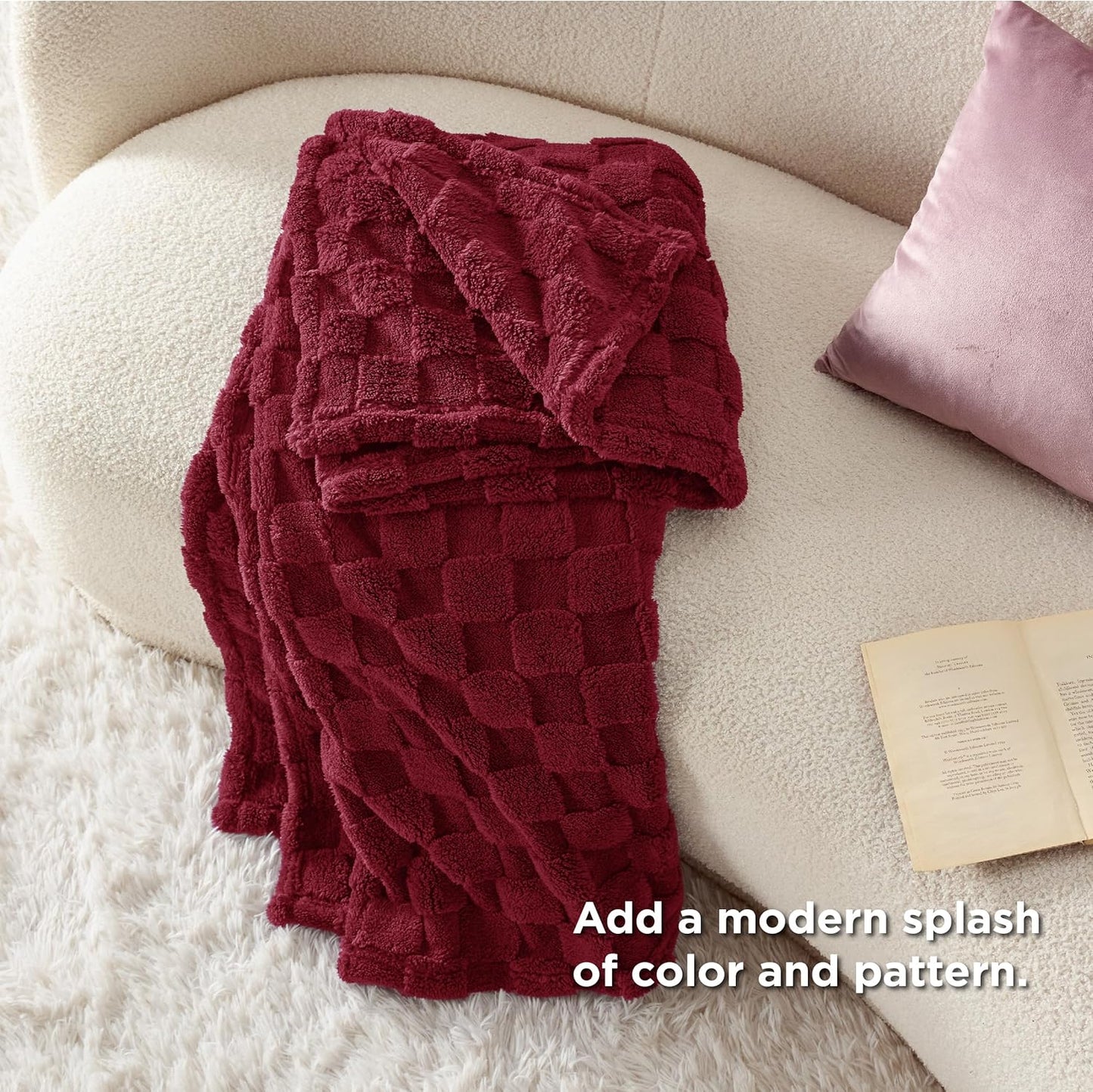 Bedsure GentleSoft Red Throw Blanket for Couch - Super Soft Cozy Blankets Gifts for Women Men Girls, Cute Small Fleece Throws for Bedroom Home Decor, 50x70 Inches